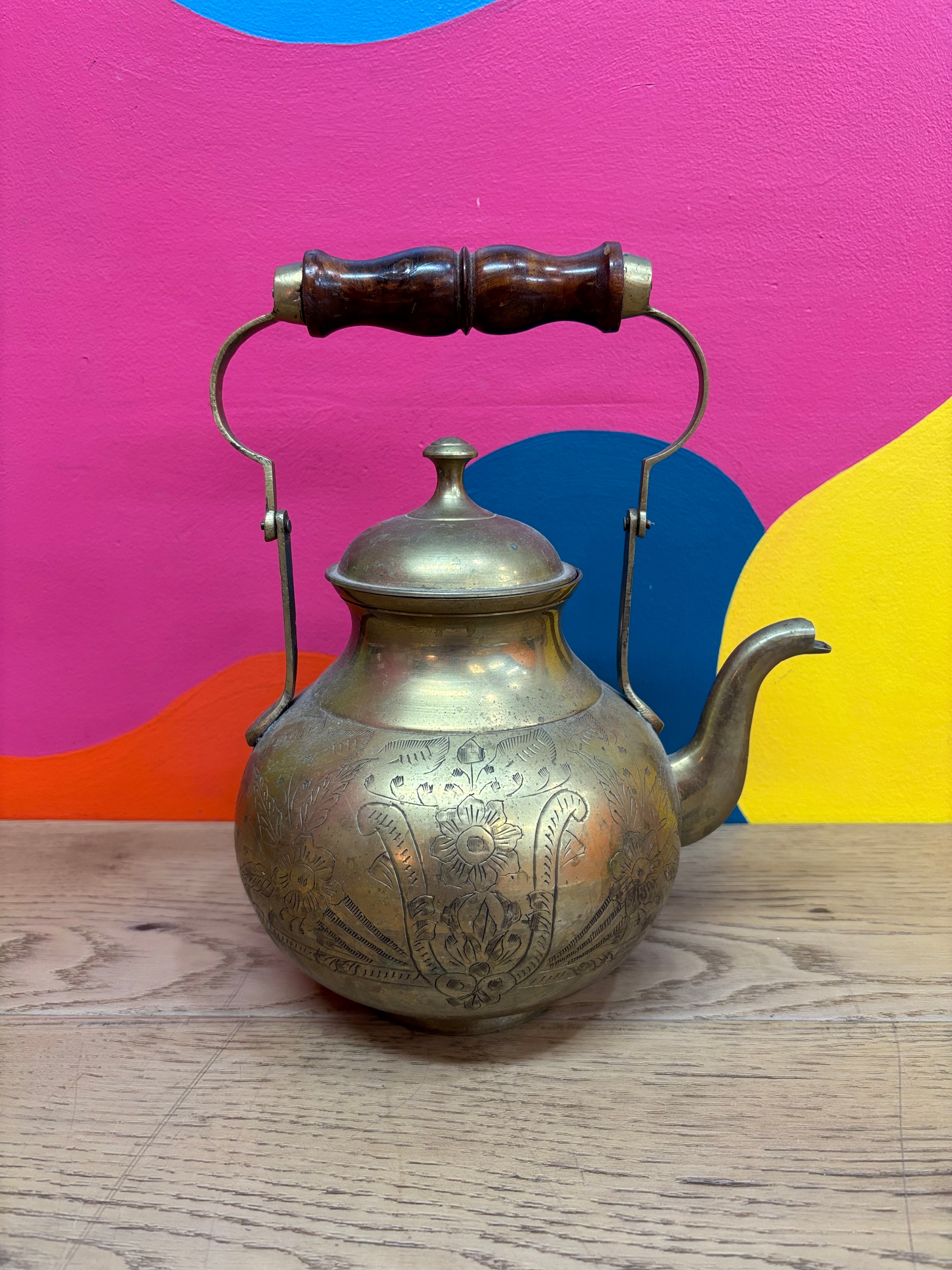 Etched Brass Teapot