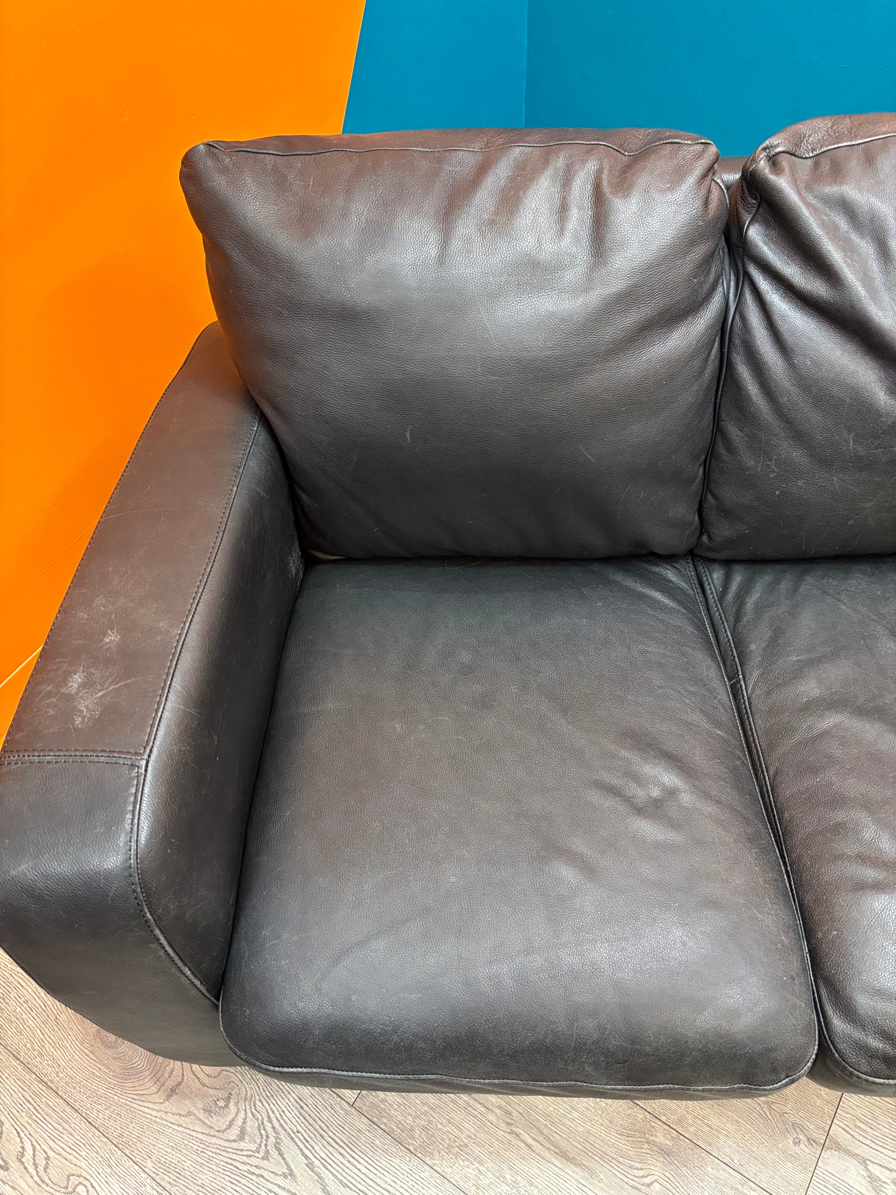 Black Leather Sofa (Natuzzi)