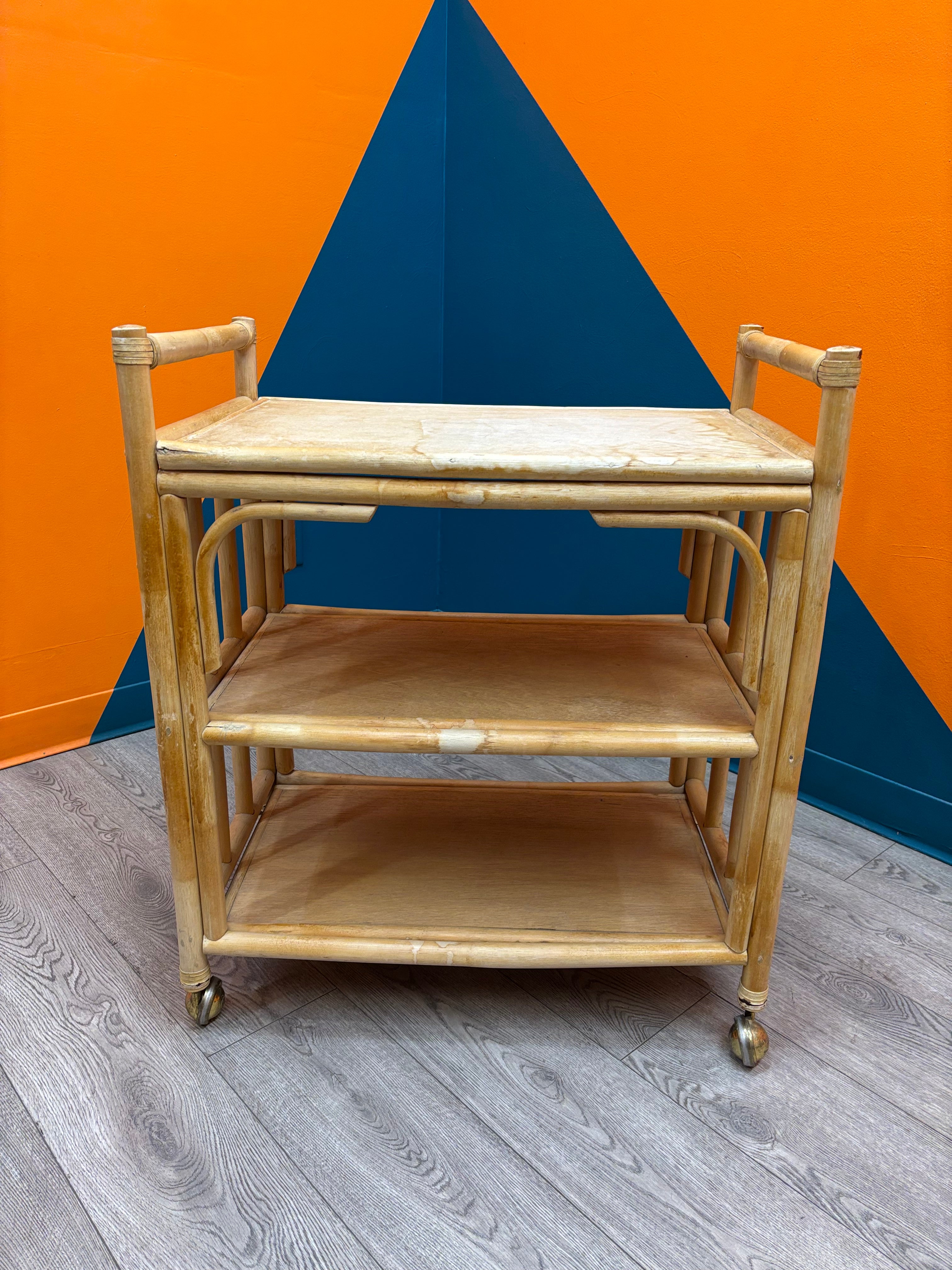 Rattan Rolling Cart