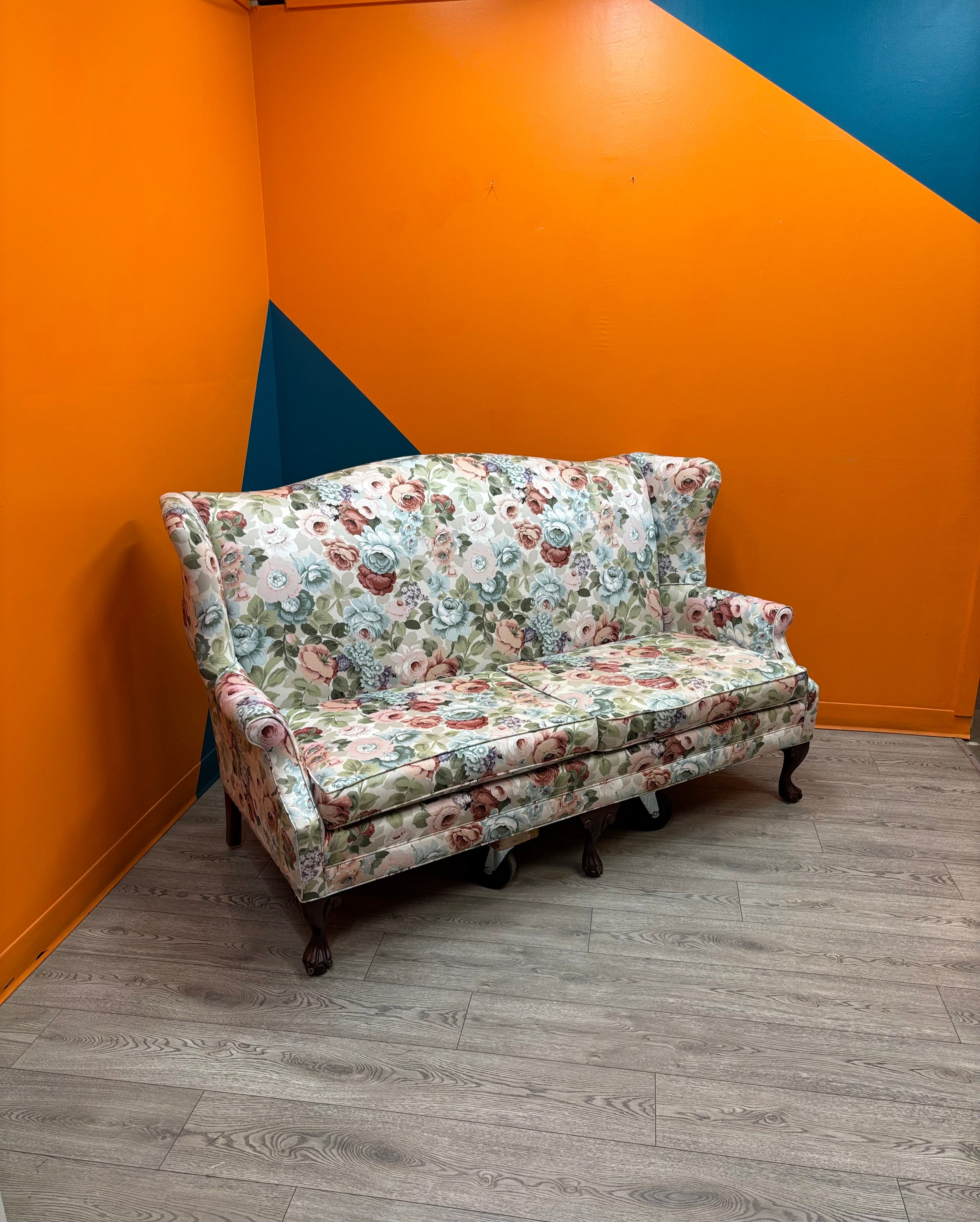 Floral Wingback Loveseat