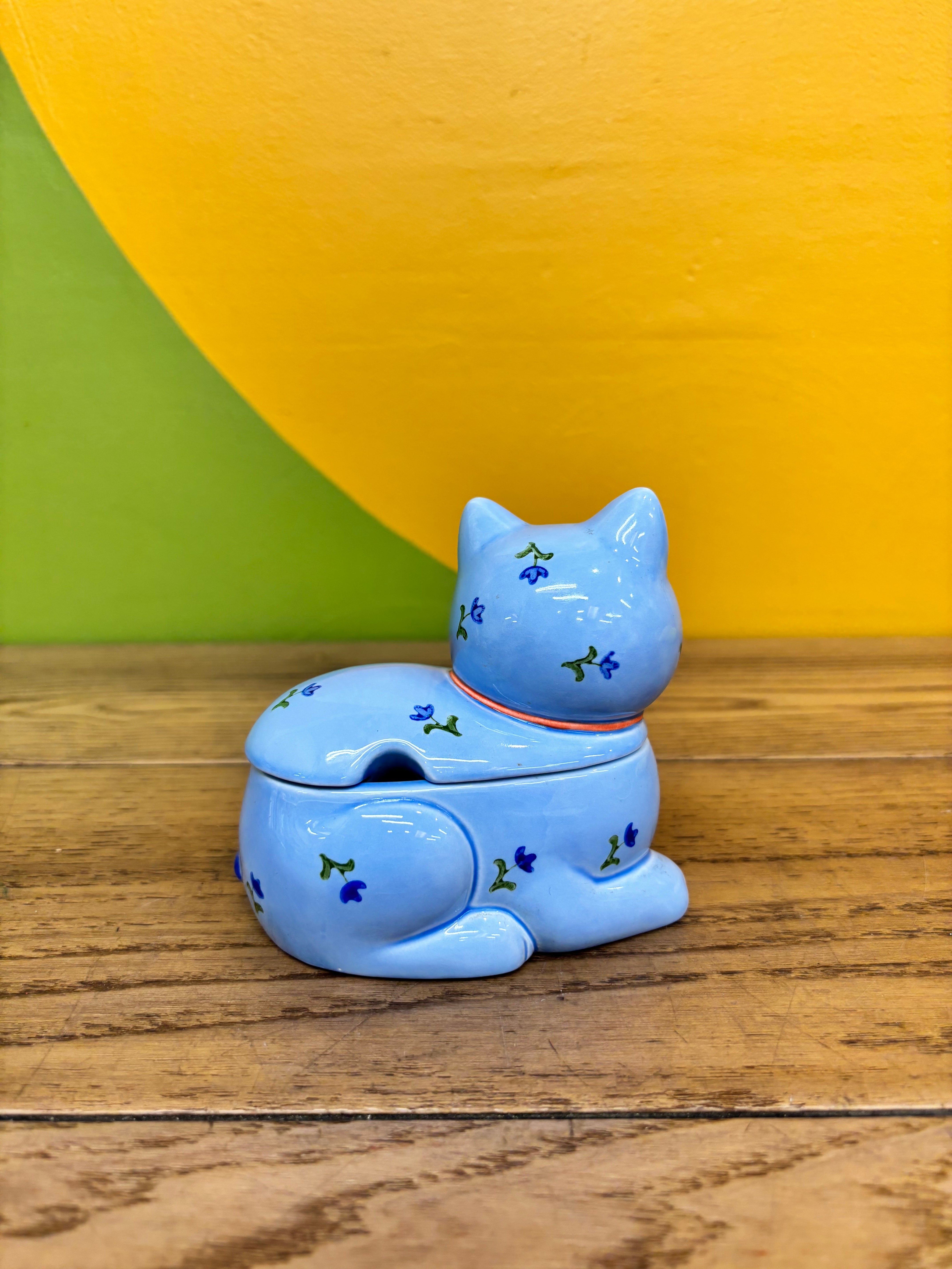 Otagiri Blue Cat Trinket Box