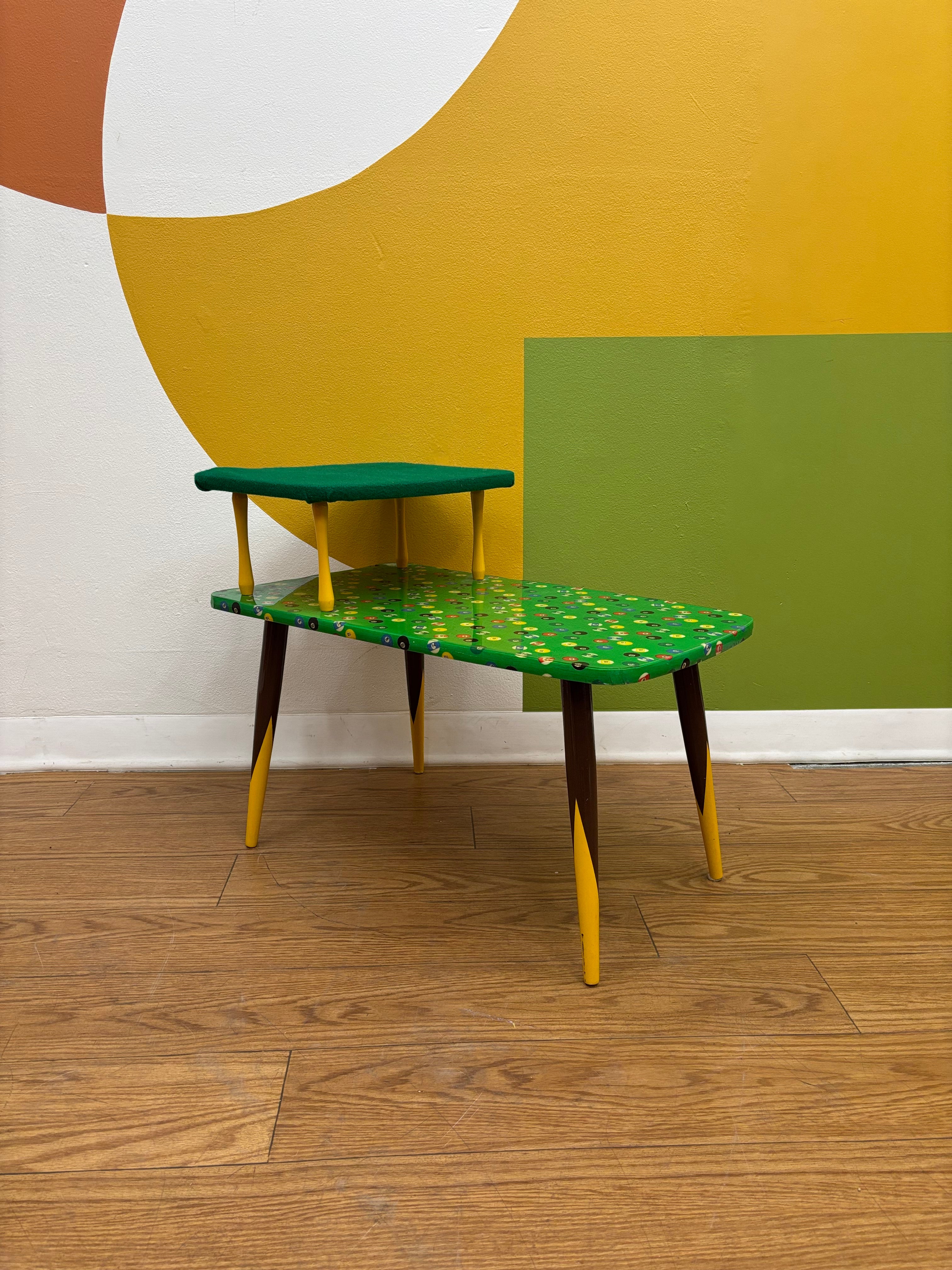 Green Billiard Ball Pattern Side Table
