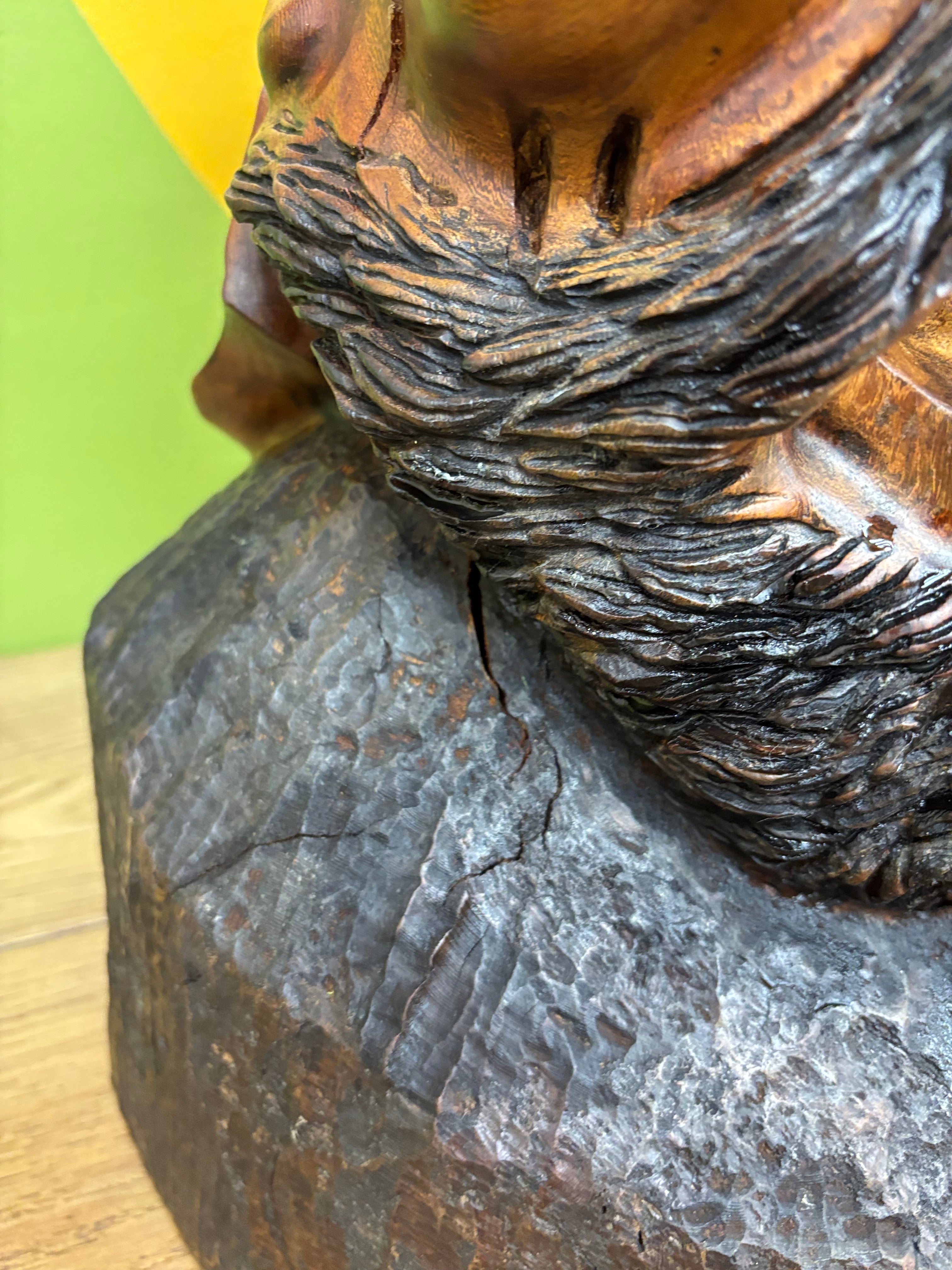 Wood Carved Head Sculpture