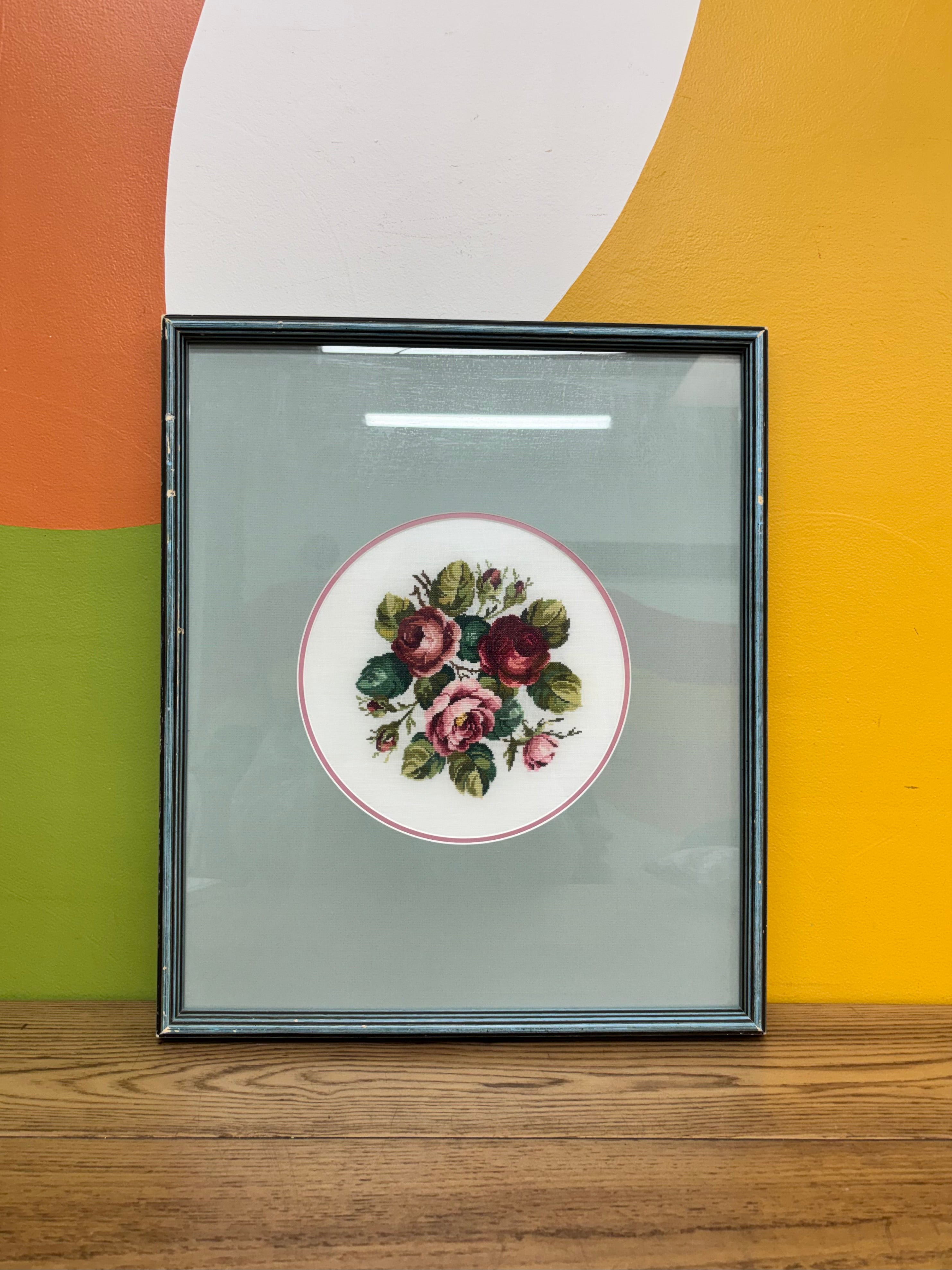Framed Floral Needlepoint