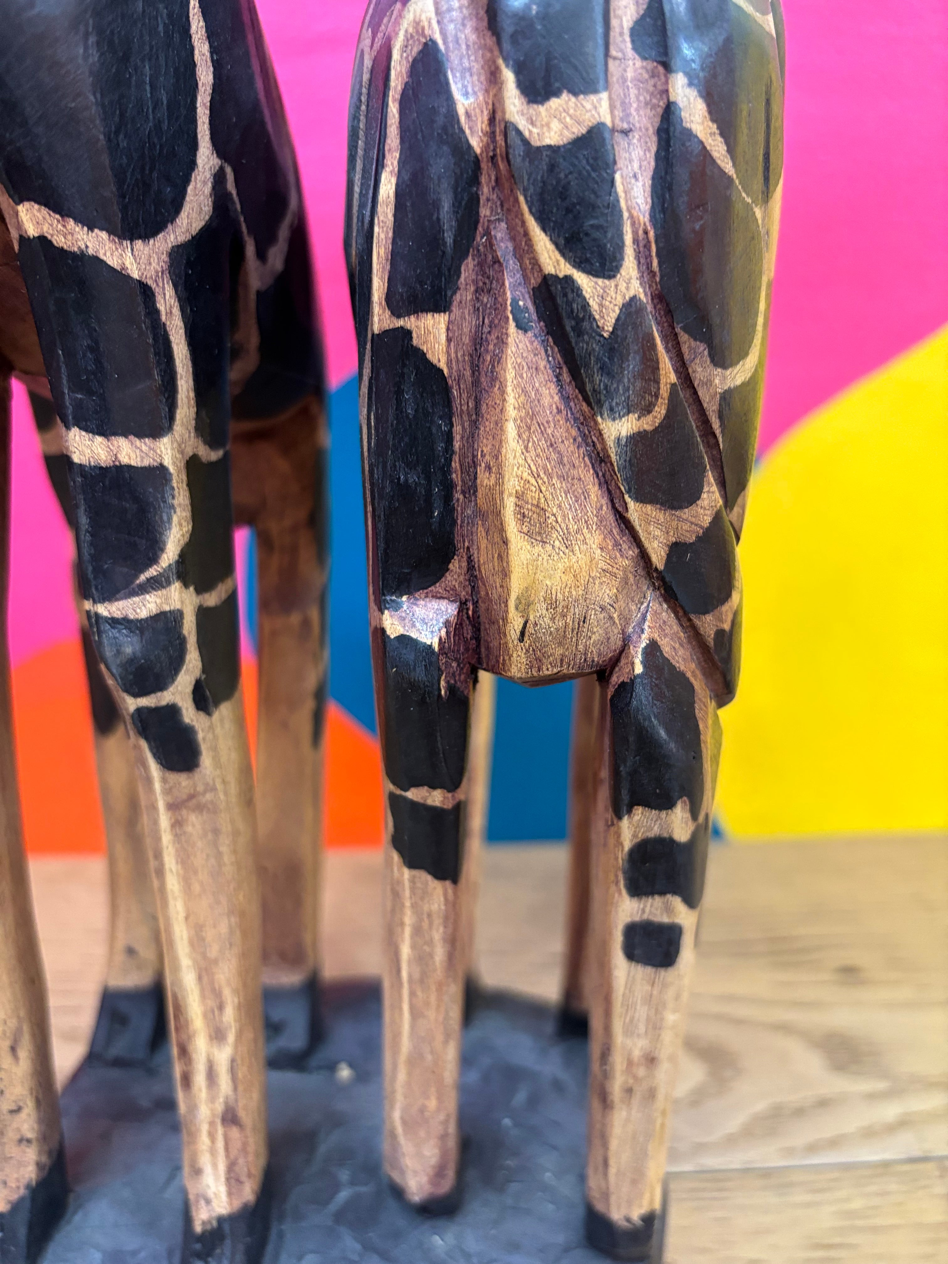Wood Giraffe Love Sculpture