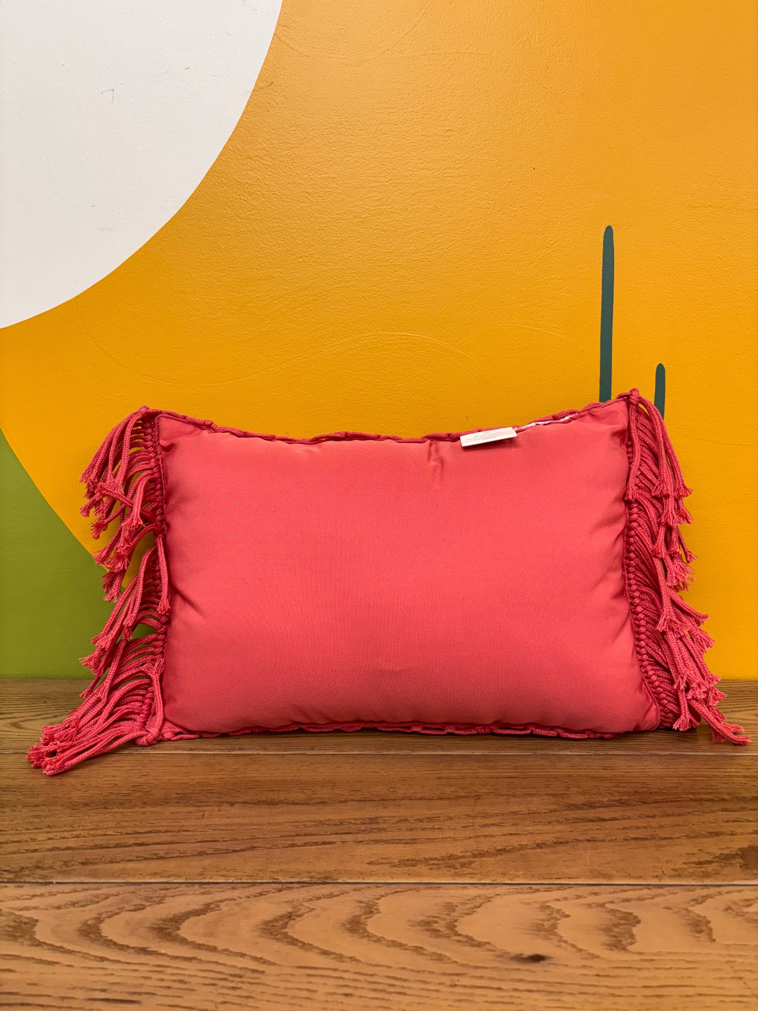 Red Macrame Throw Pillow