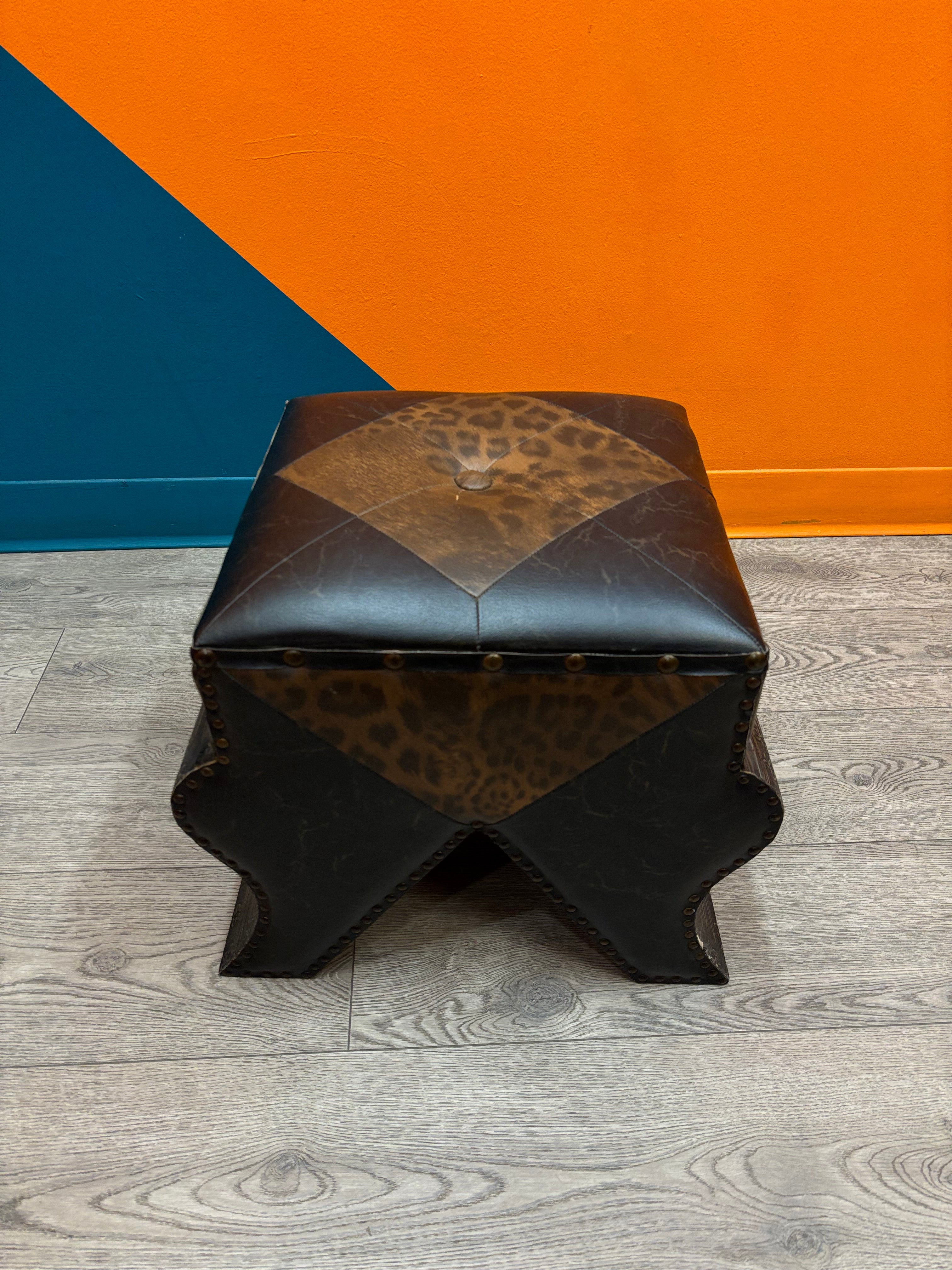 Faux Leather Ottoman