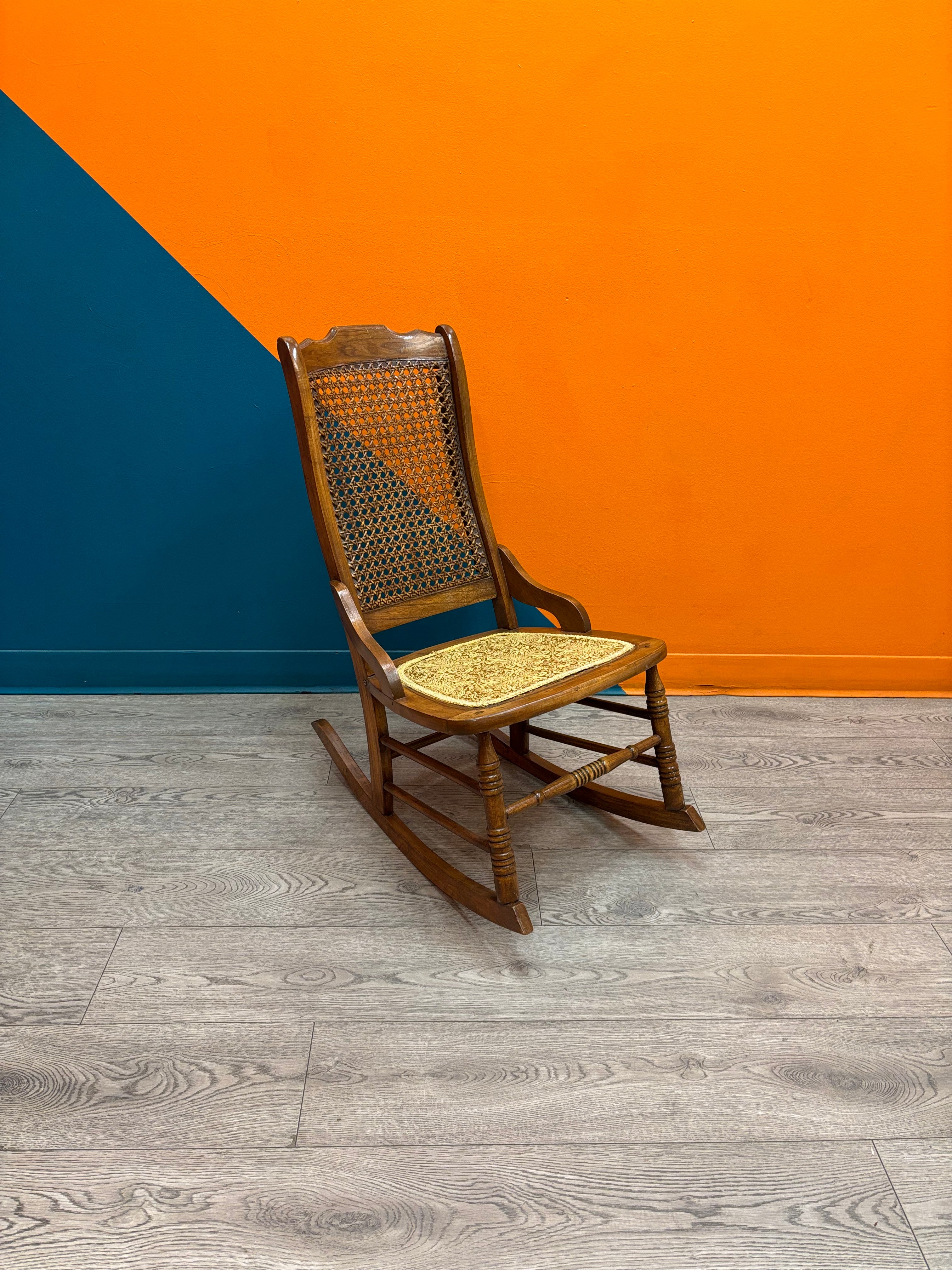 Cane Webbing Wood Rocking Chair