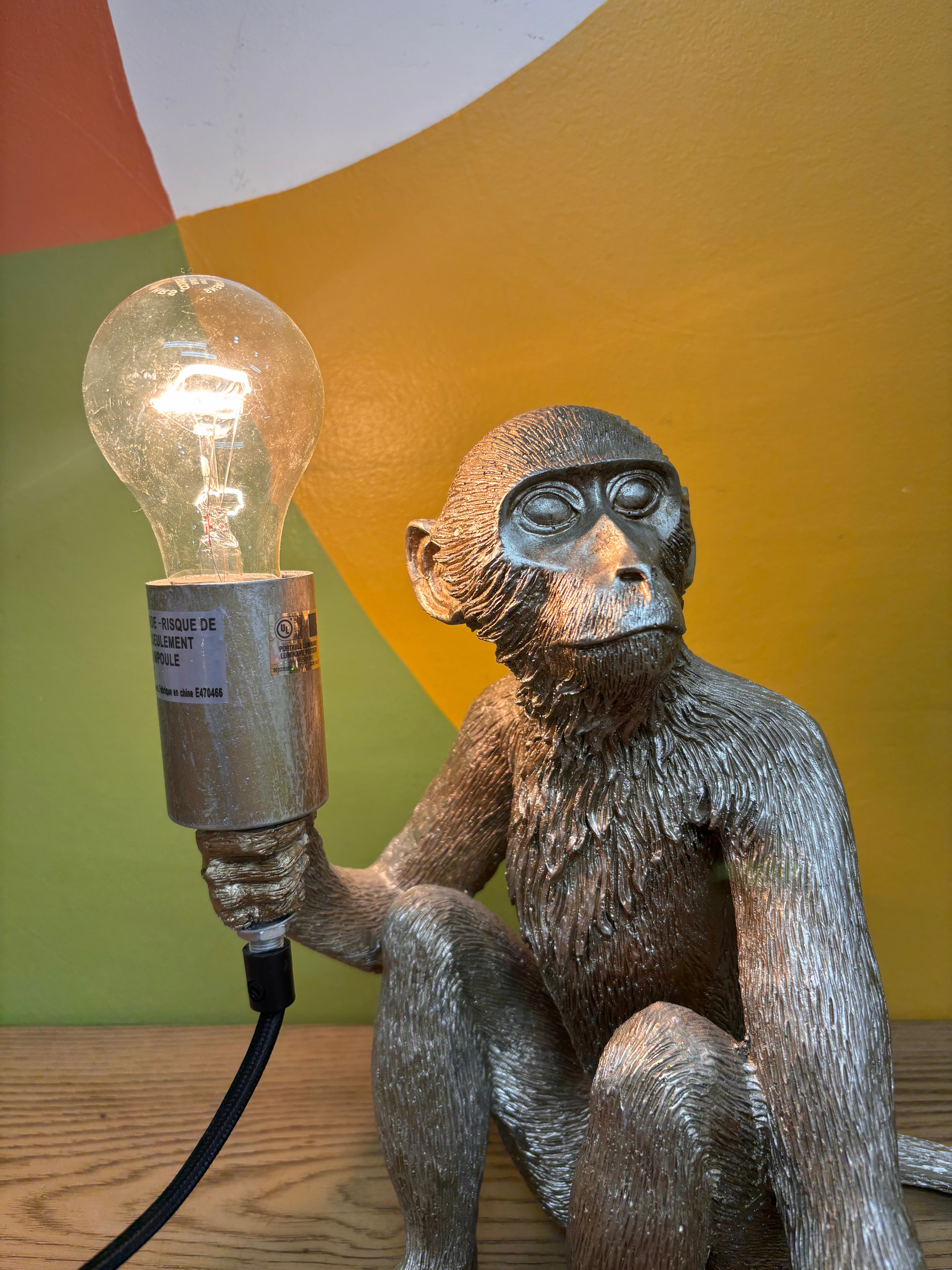 Silver Monkey Lamp
