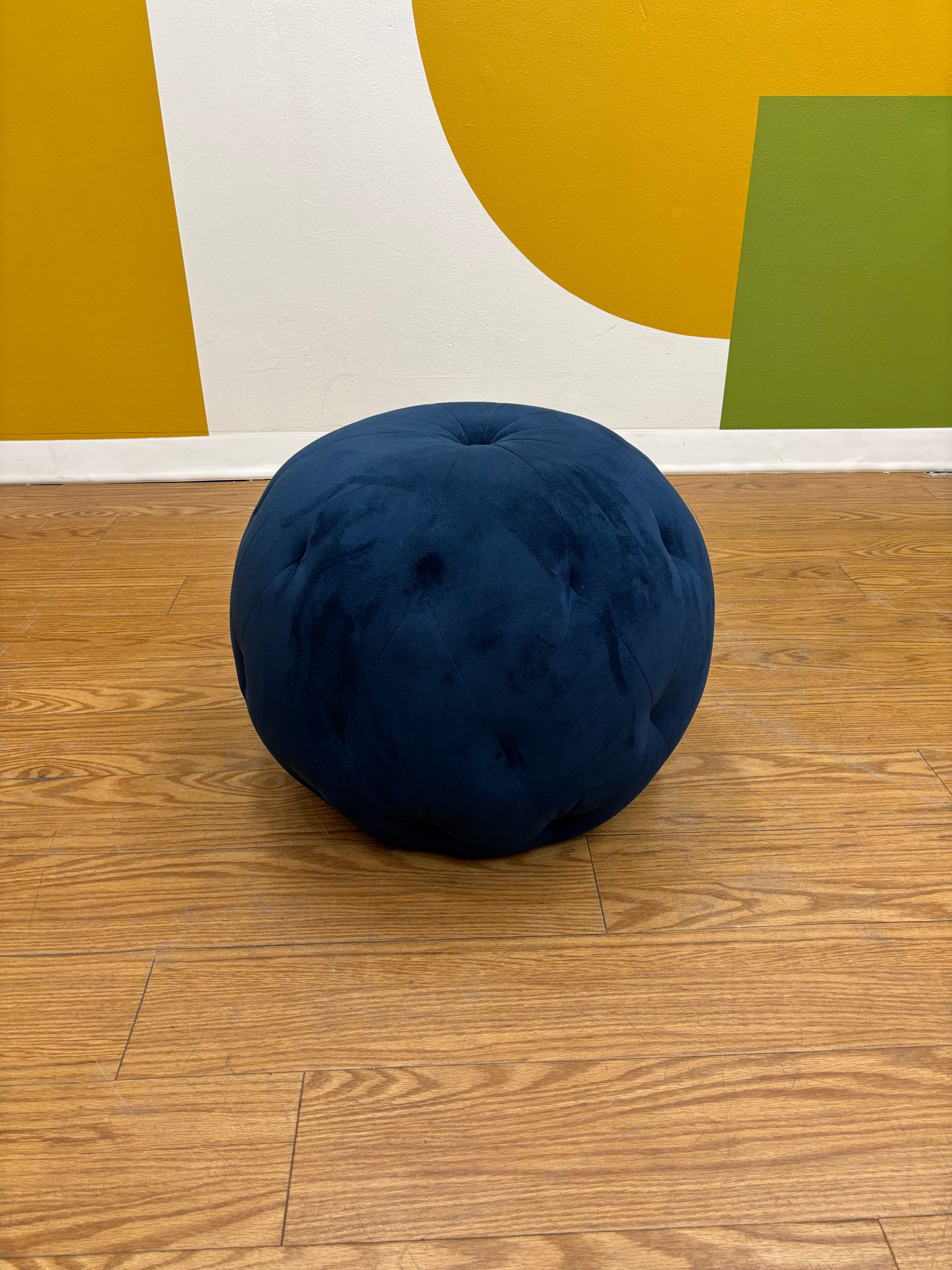 Blue Velvet Tufted Stool (2 available)