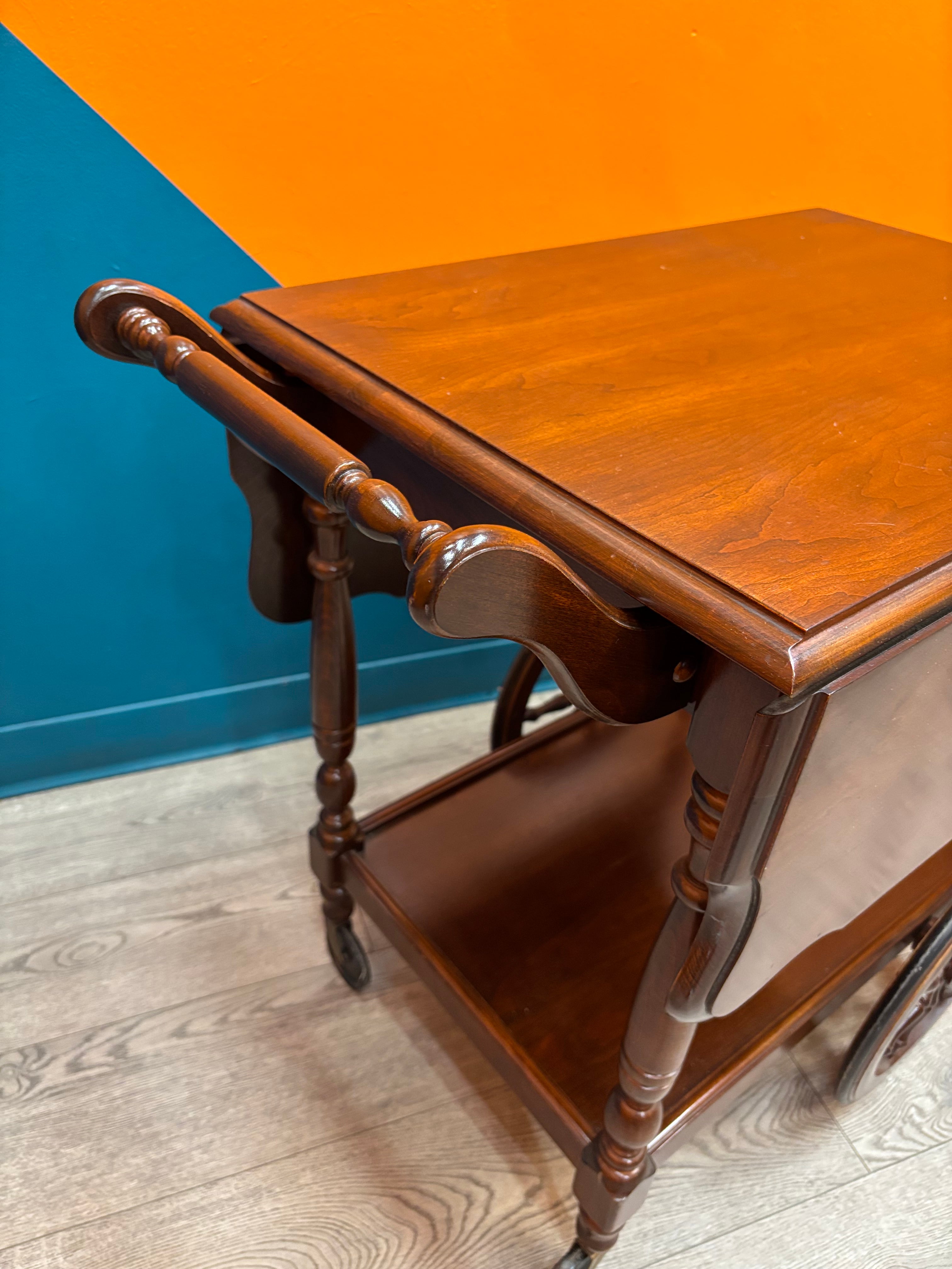 Drop Leaf Wood Cart