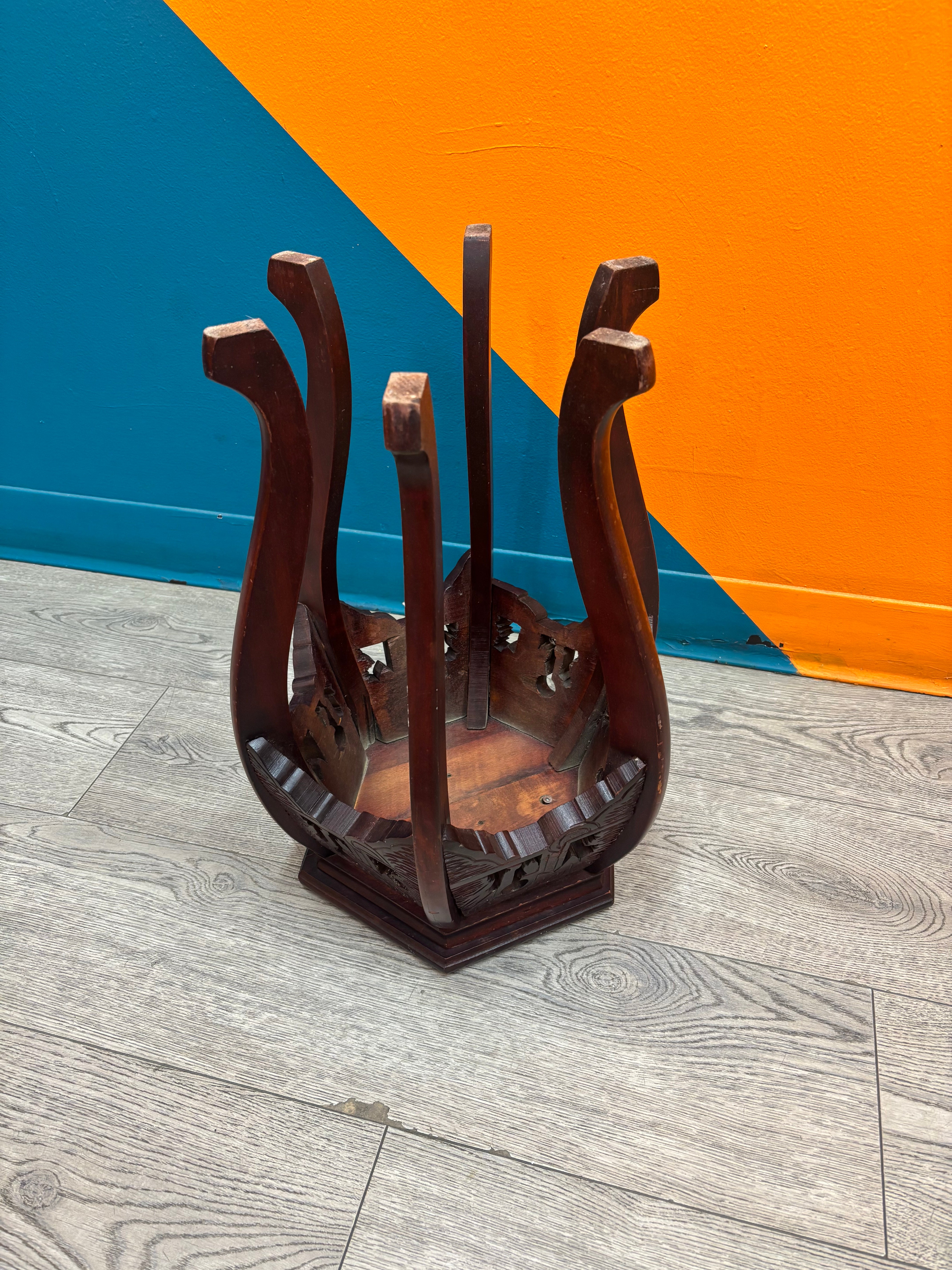Carved Wood Pedestal Table