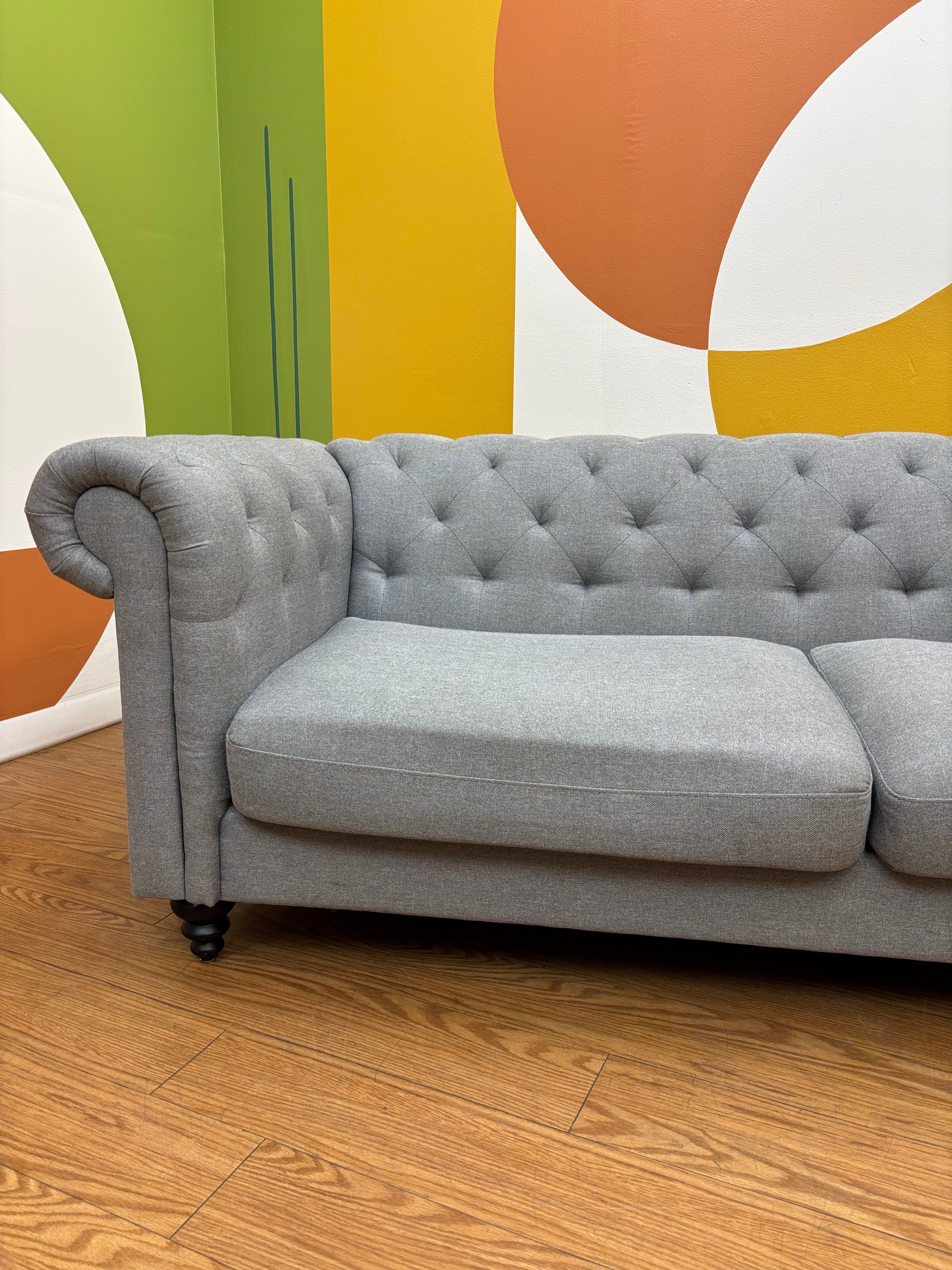 Grey Fabric Loveseat