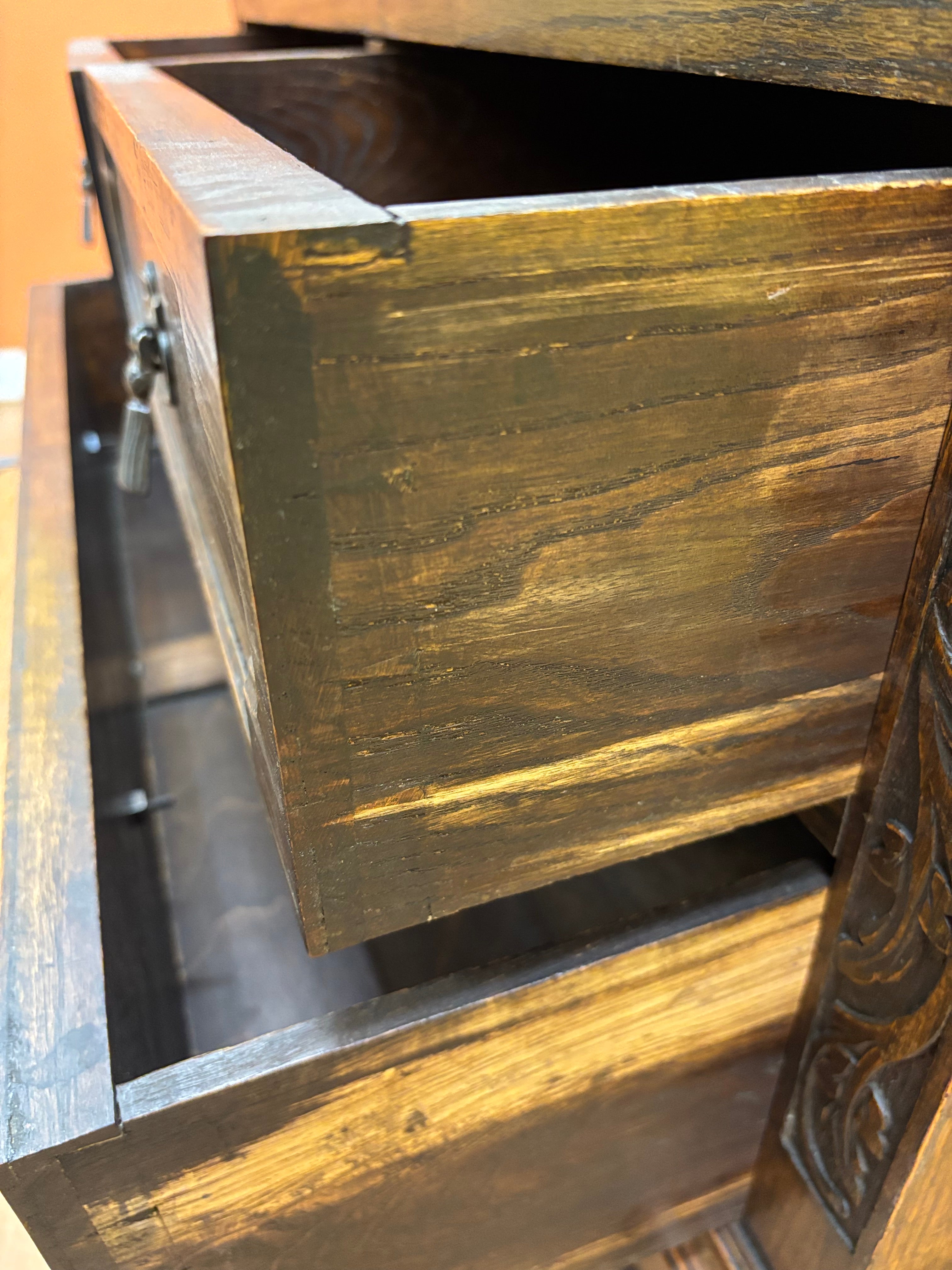 Wood Secretary Desk with Drawers