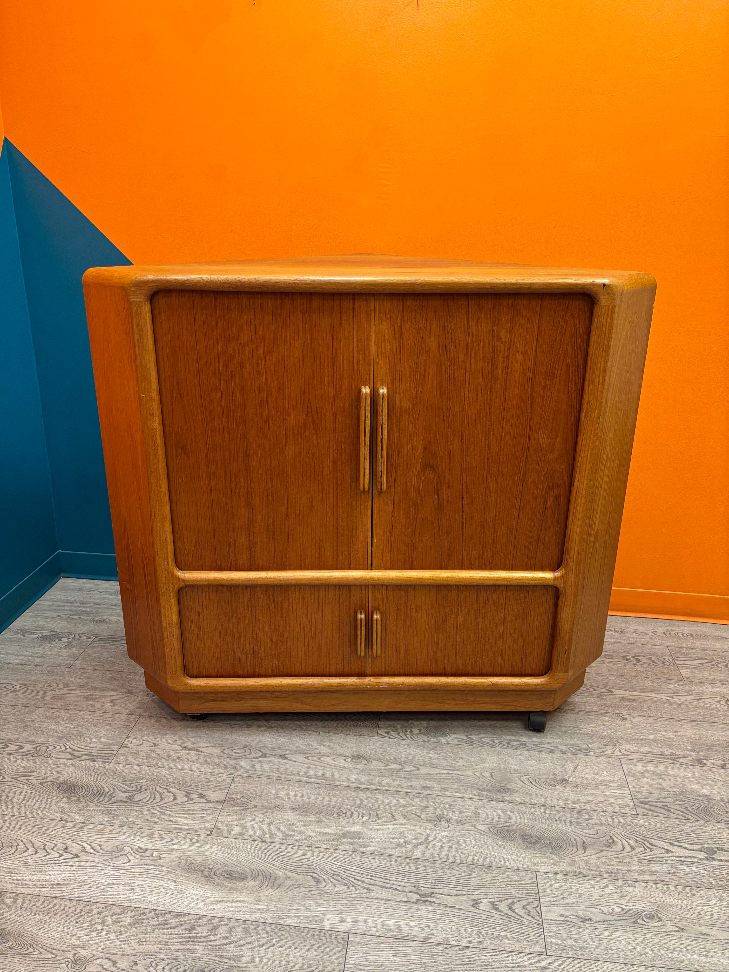 Rolling Wood Corner TV Cabinet