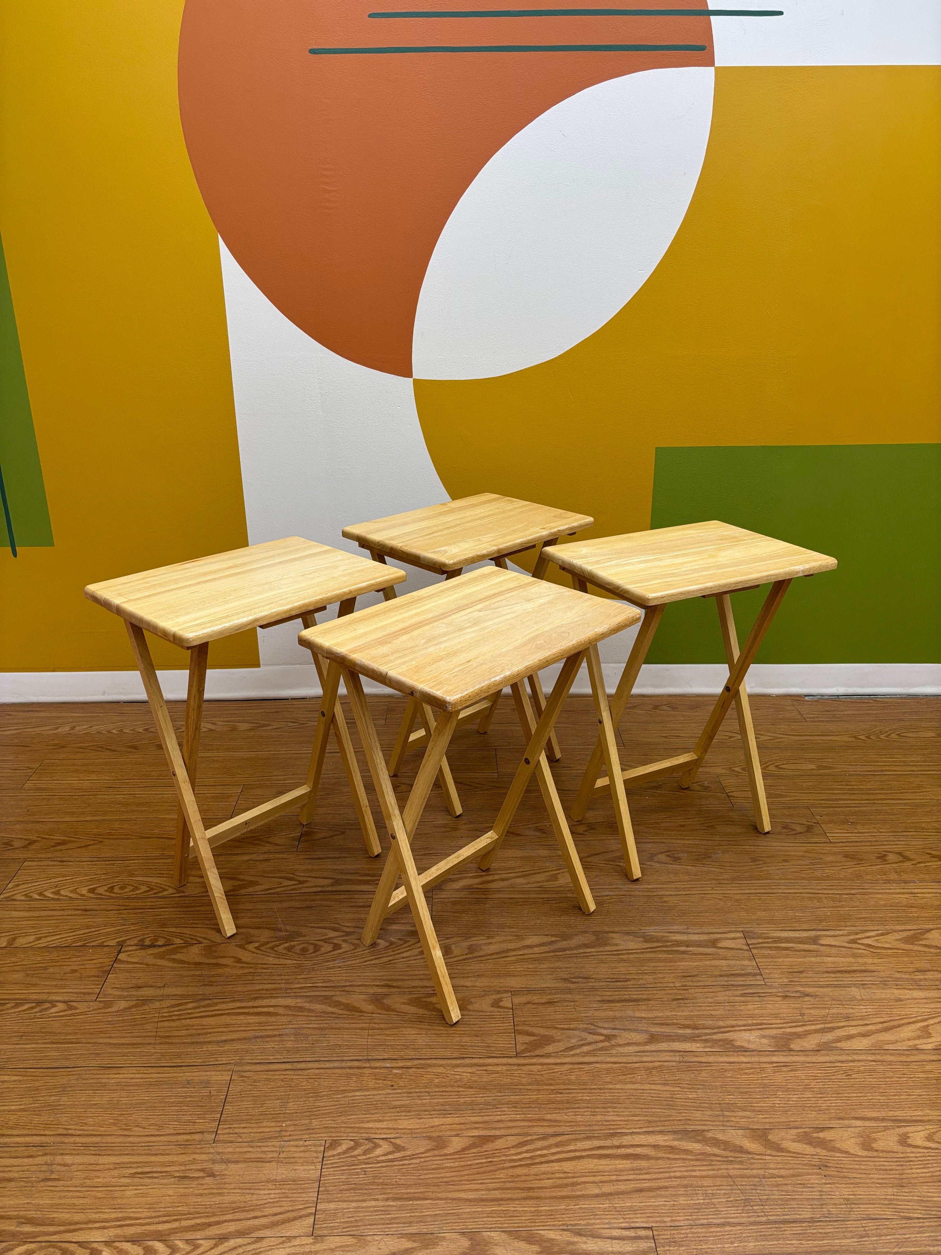 Set of 4 Wood TV Trays