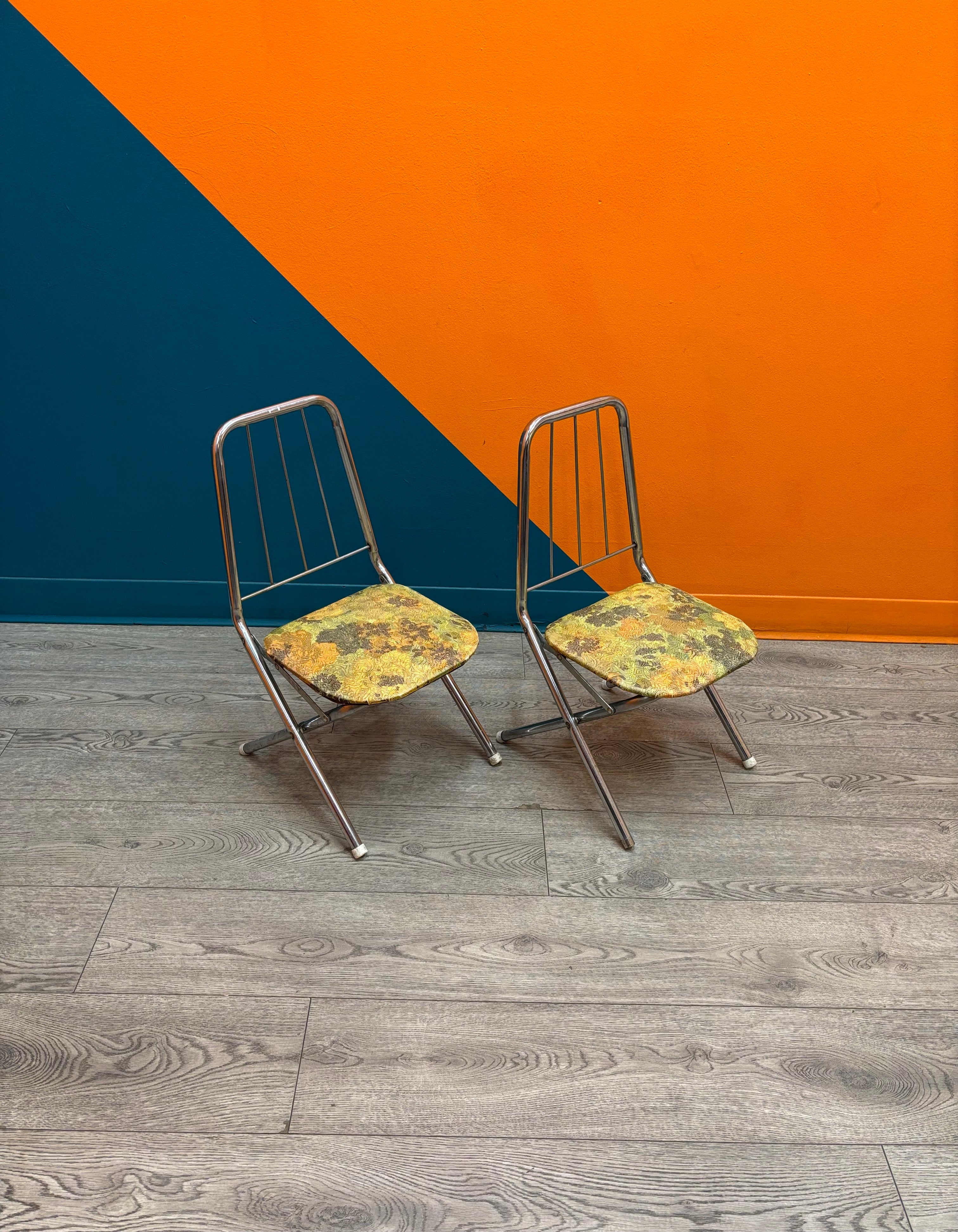(2) Small Fold Up Metal Chairs