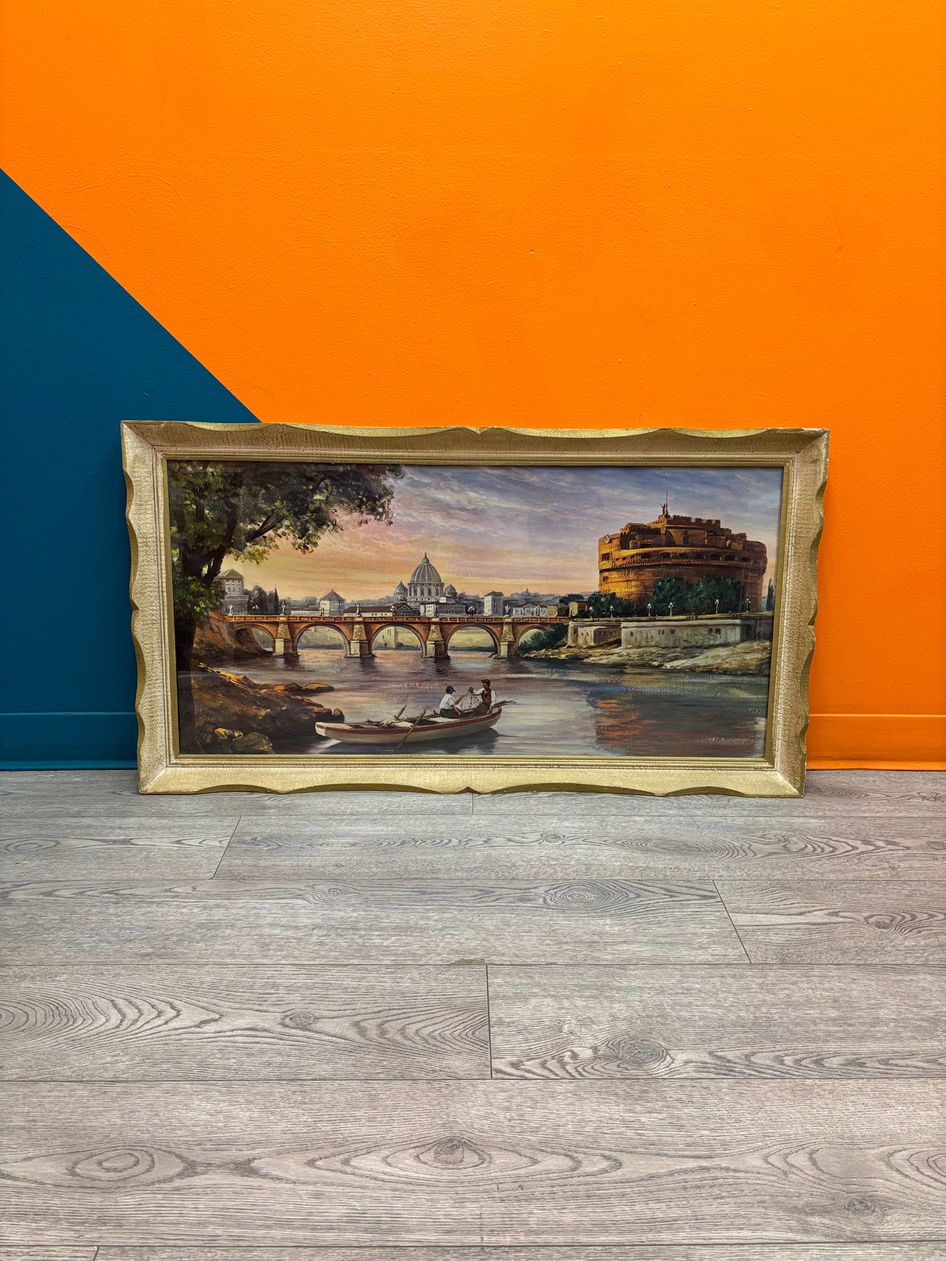 Ponte Sant'Angelo in Rome, Italy Framed Print