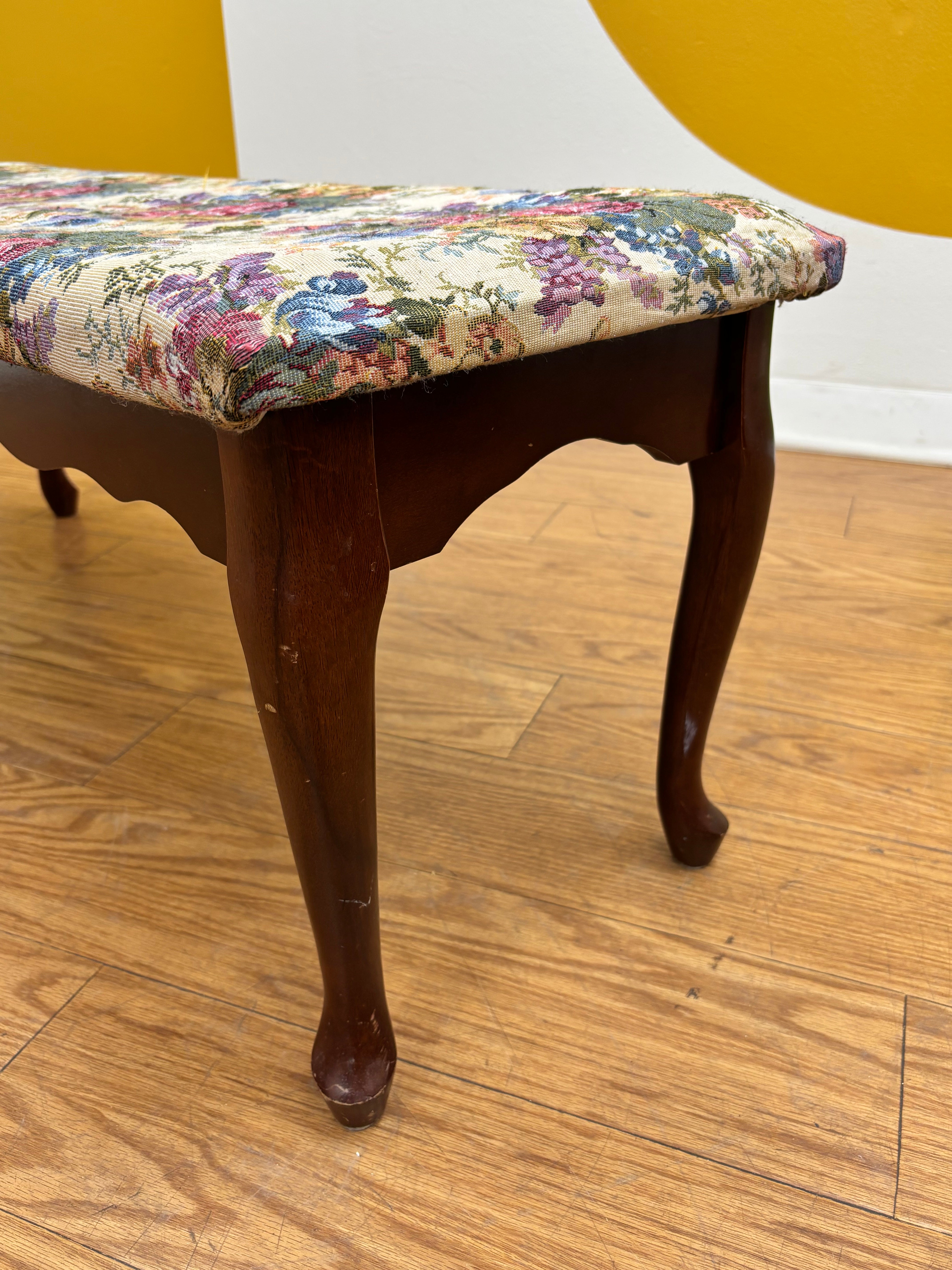 Floral Tapestry Accent Bench