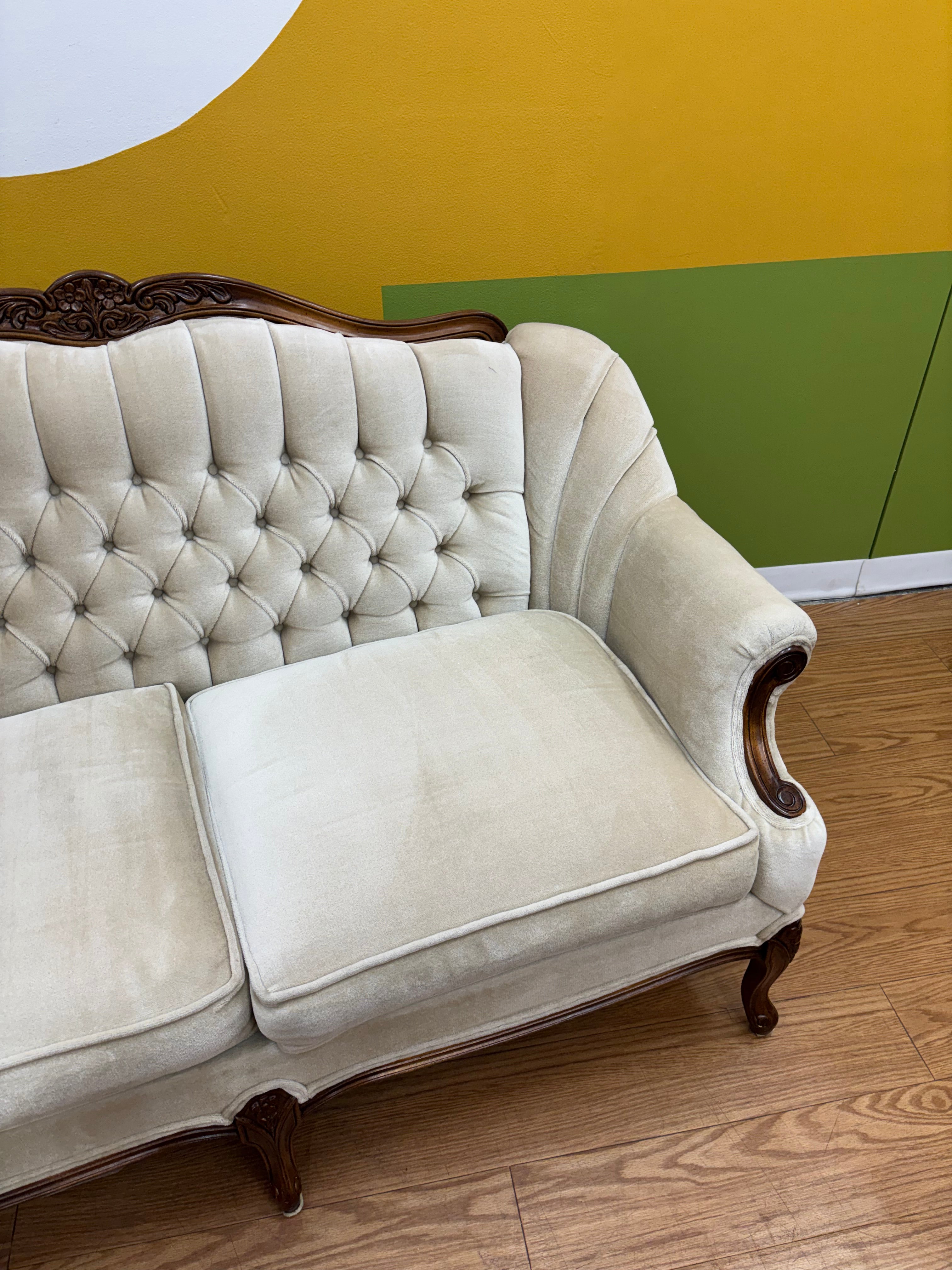 Tufted Cream Loveseat
