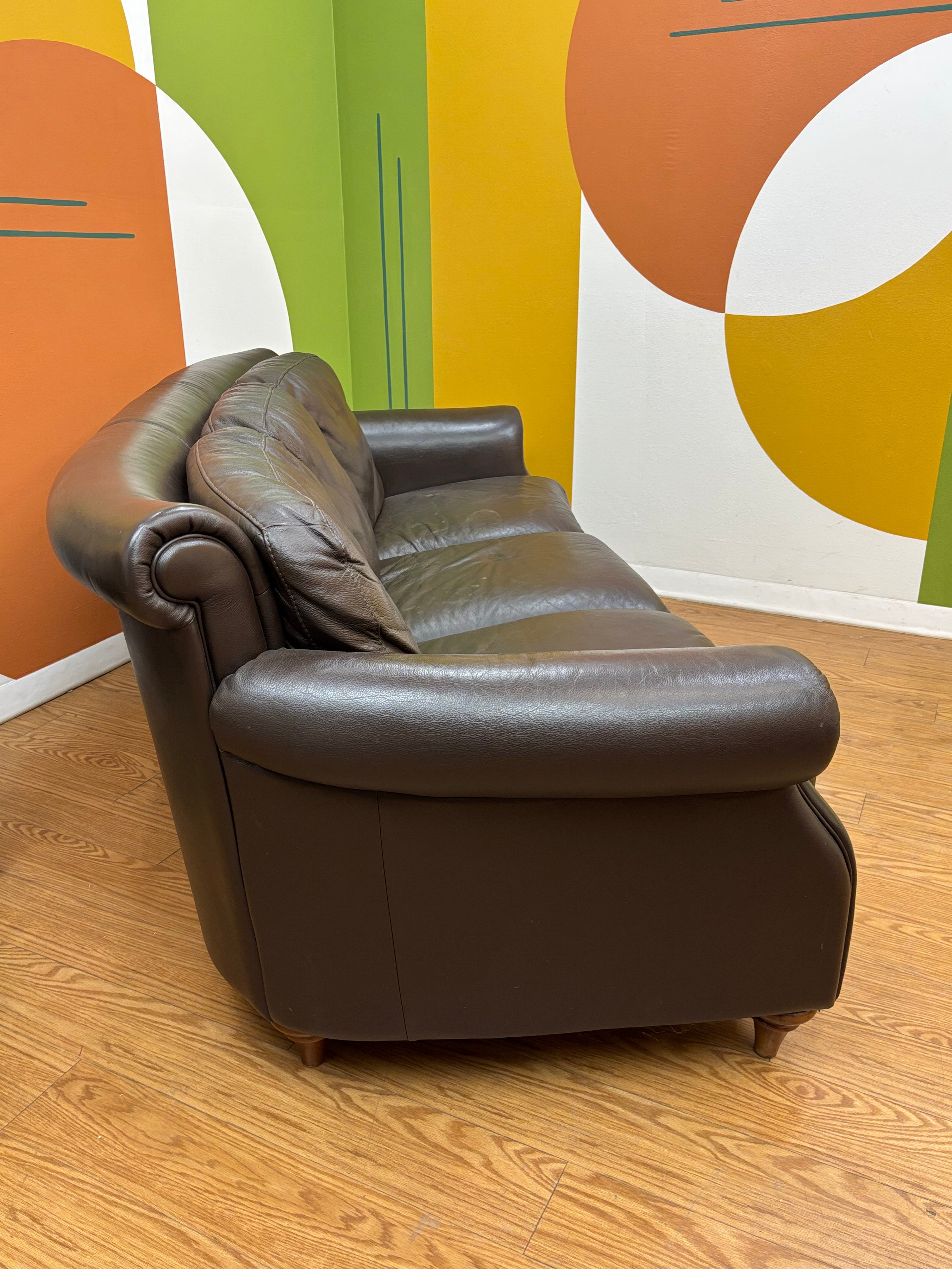 Brown Natuzzi Leather Sofa