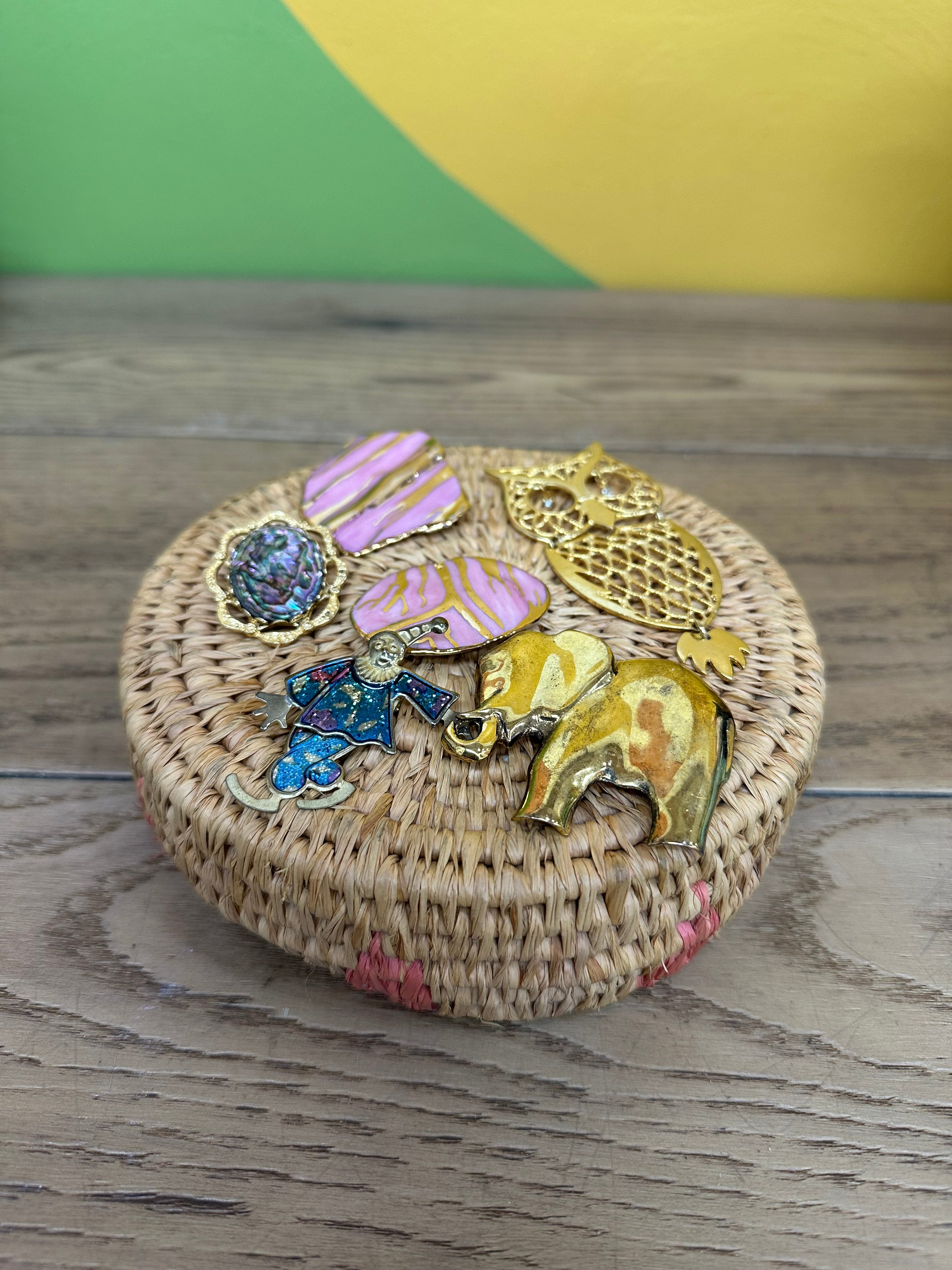 Bundle of Gold Tone Brooches