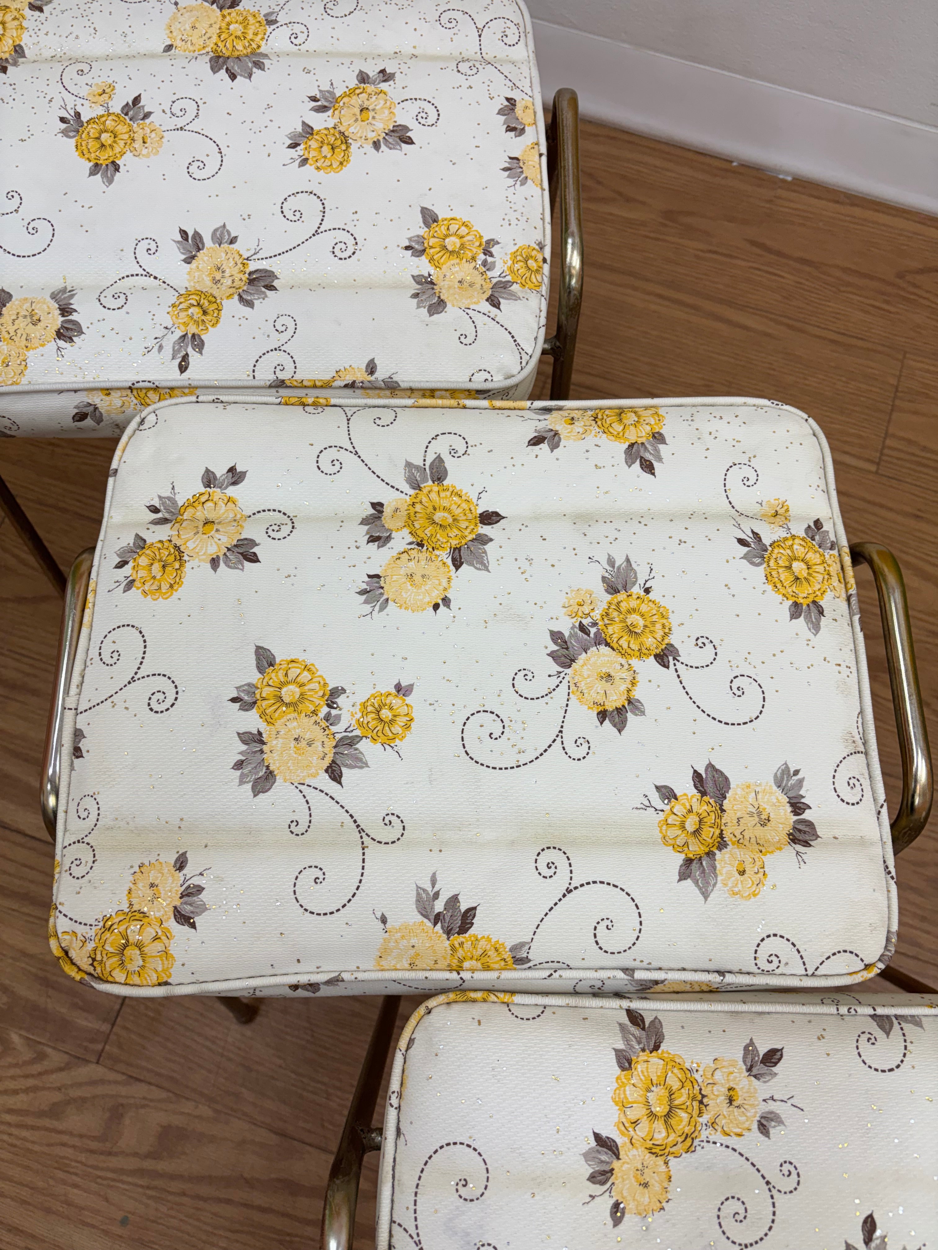(4) Floral Stacking Stools