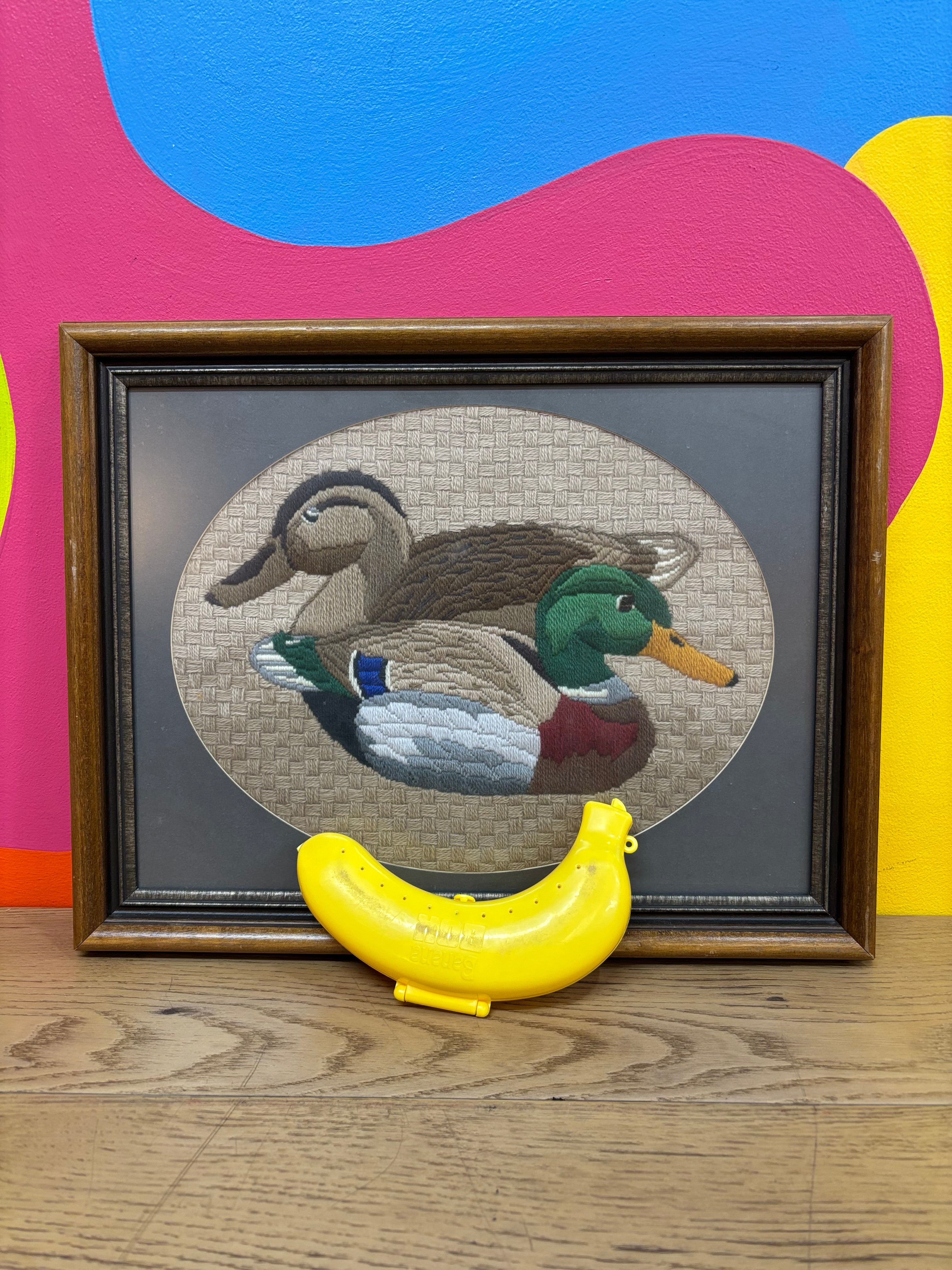 Framed Embroidered Duck Art