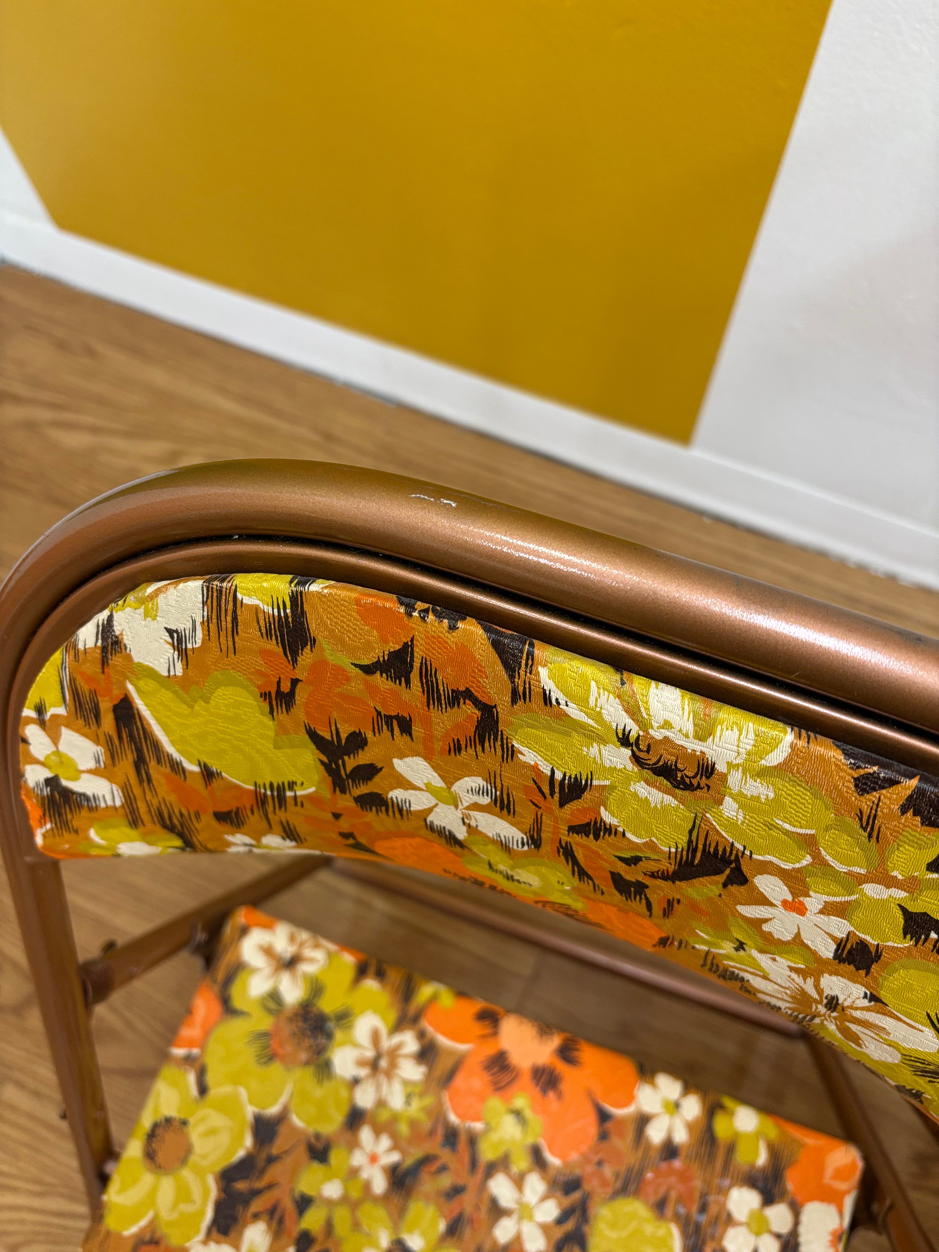 (3) Floral Cooey Folding Chairs