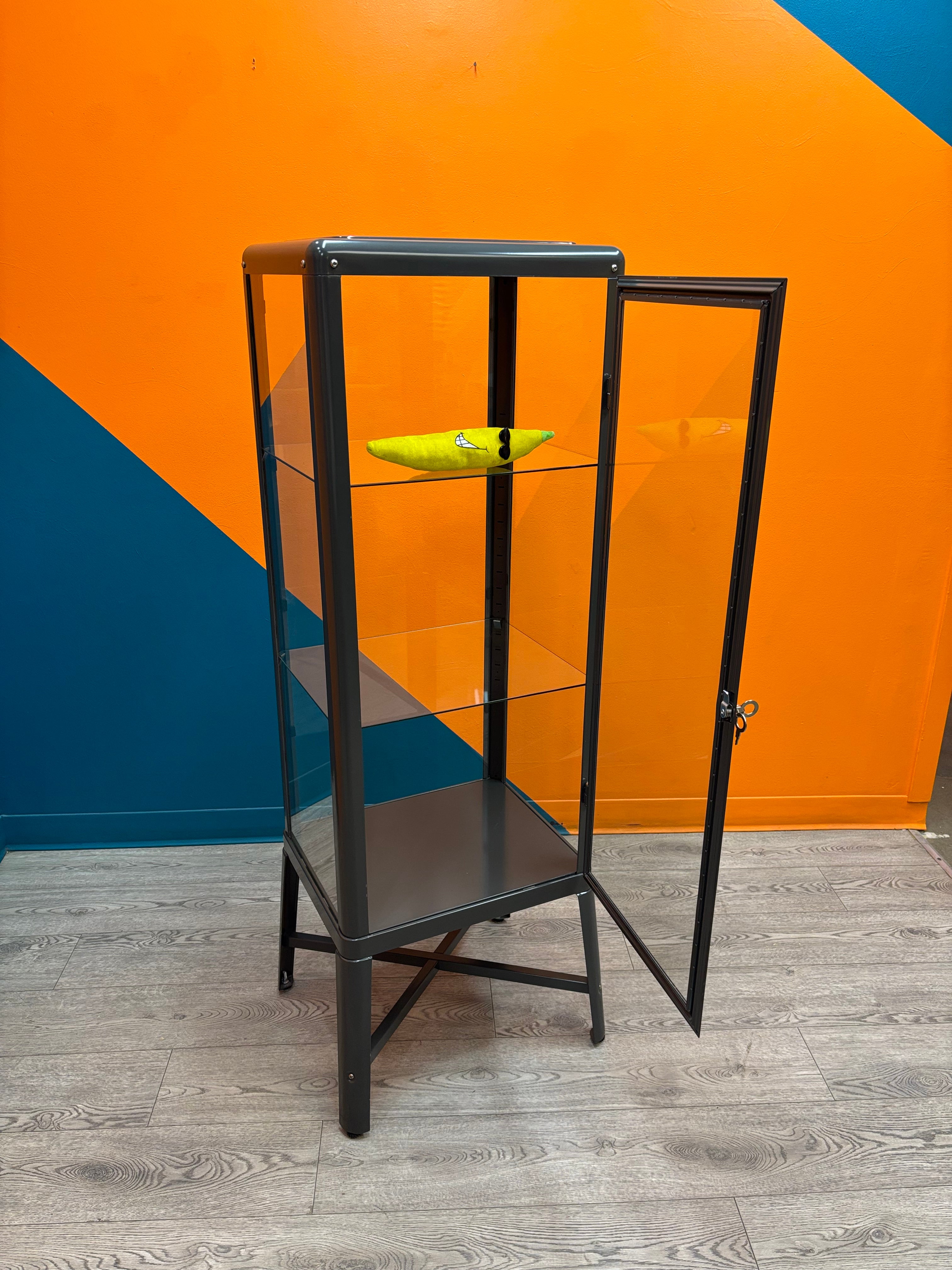 Charcoal Glass Door Cabinet with Key (FABRIKOR) - IKEA