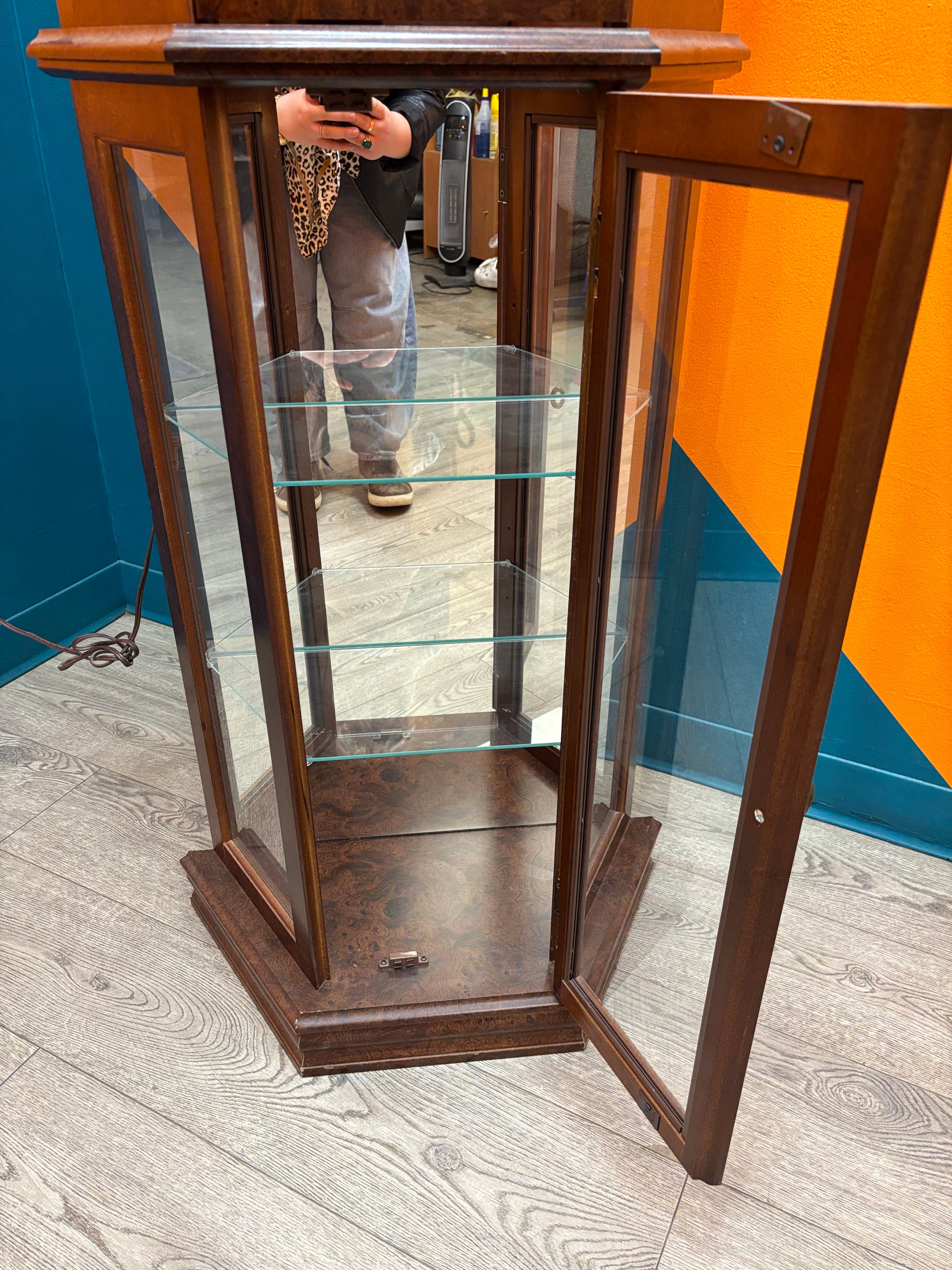 Light Up Wood and Glass Display Cabinet