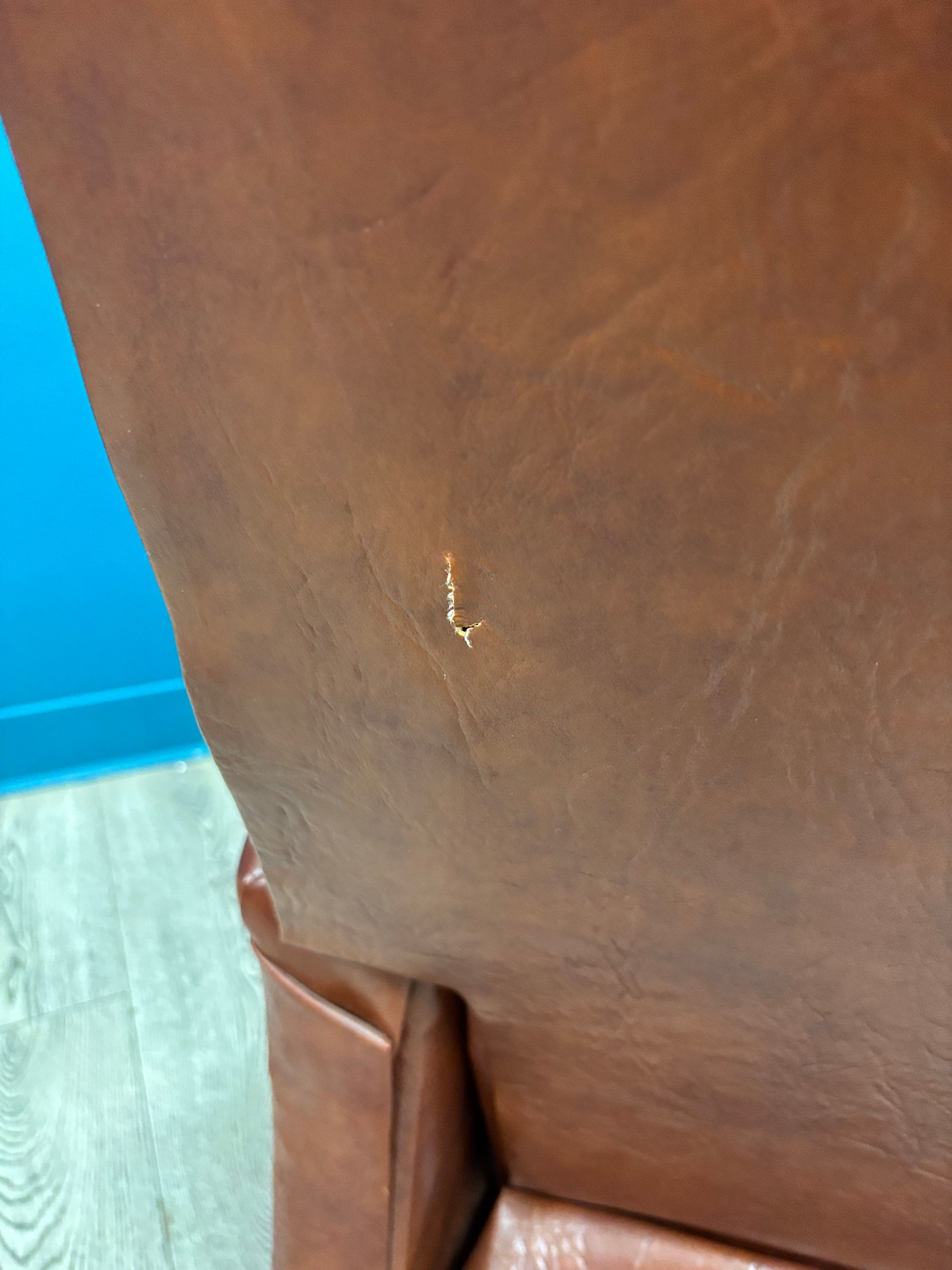 Plaid & Brown Pleather Recliner