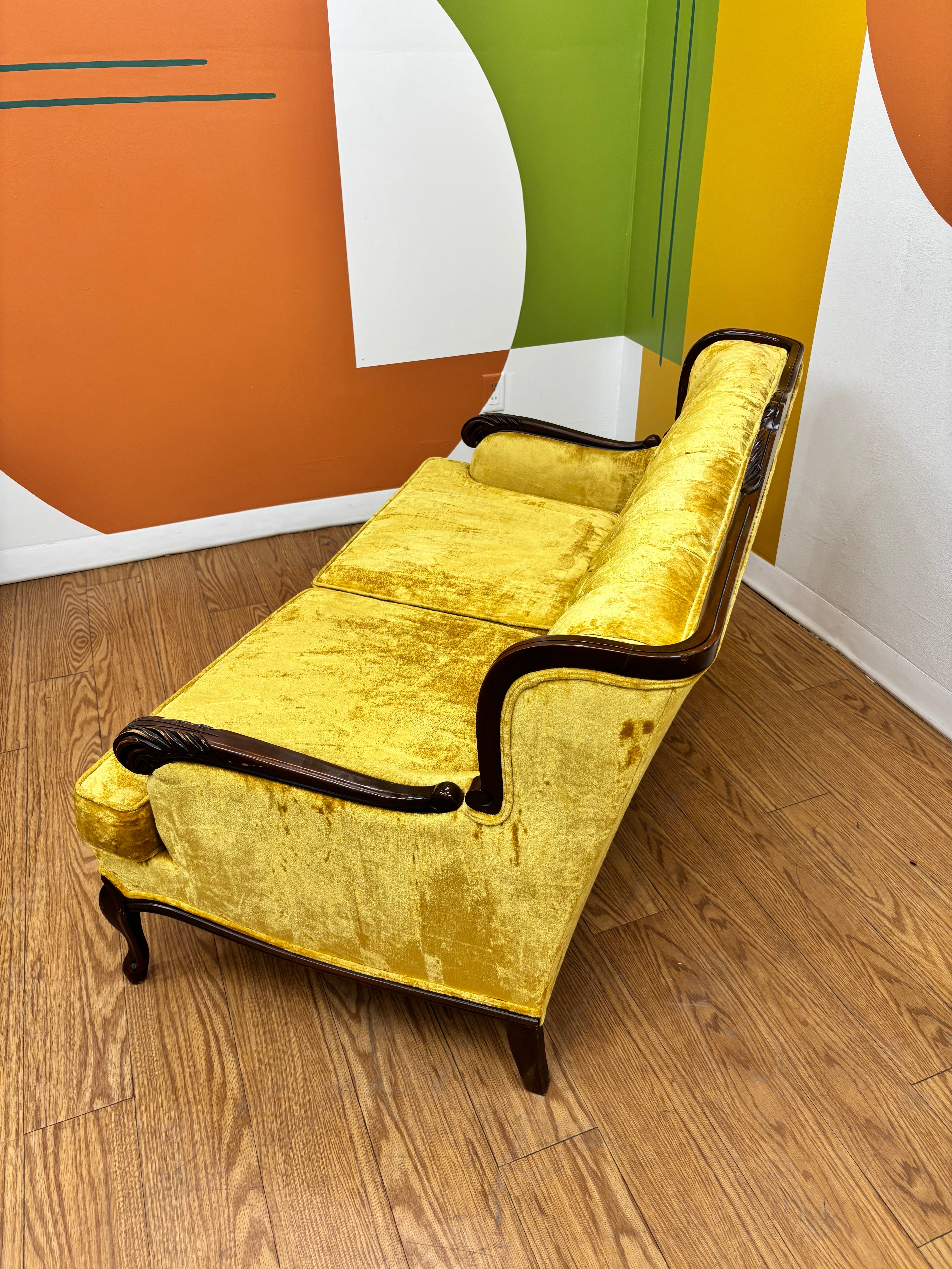 Yellow Tufted Loveseat