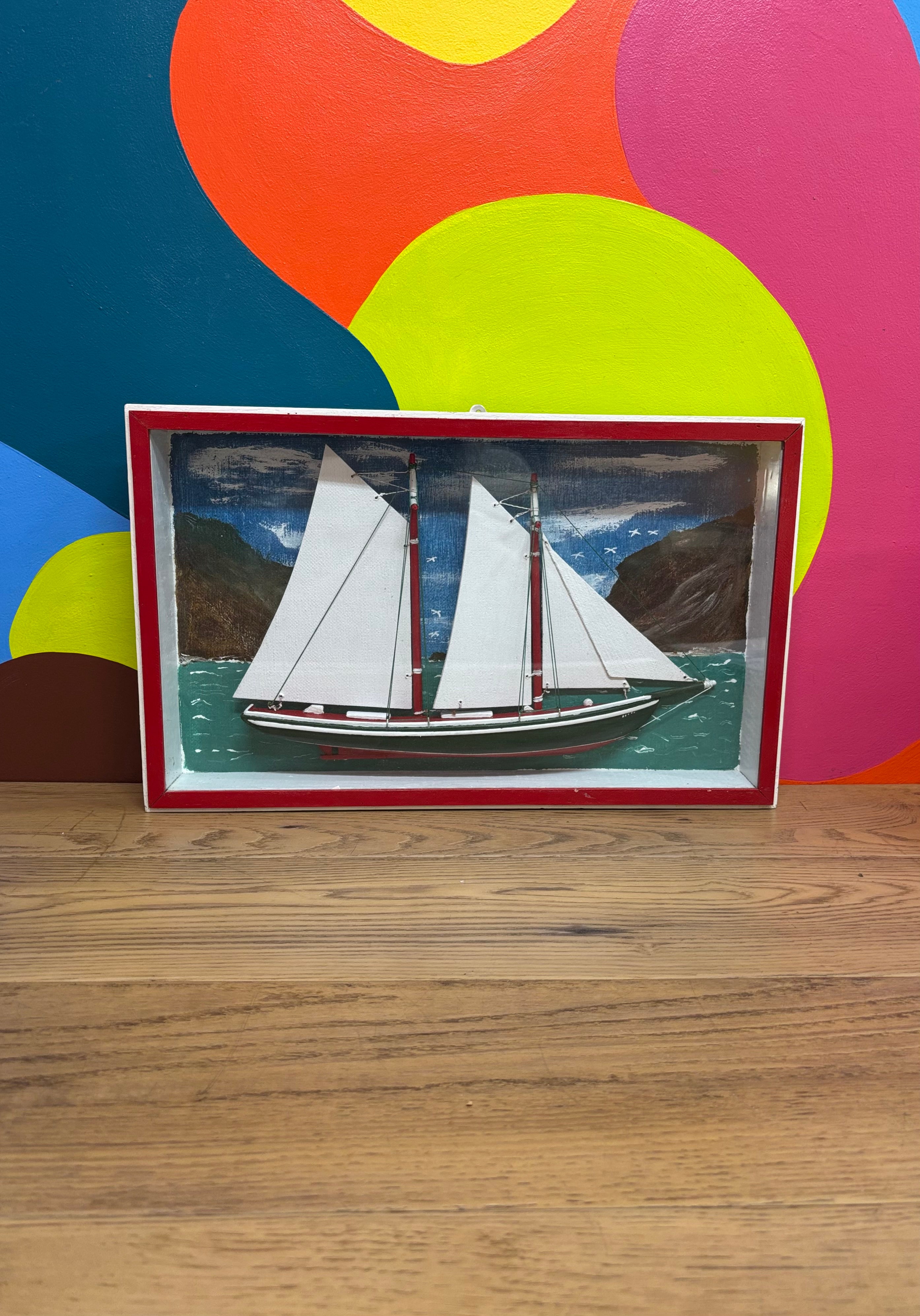 Framed Model of the Bluenose Sailboat