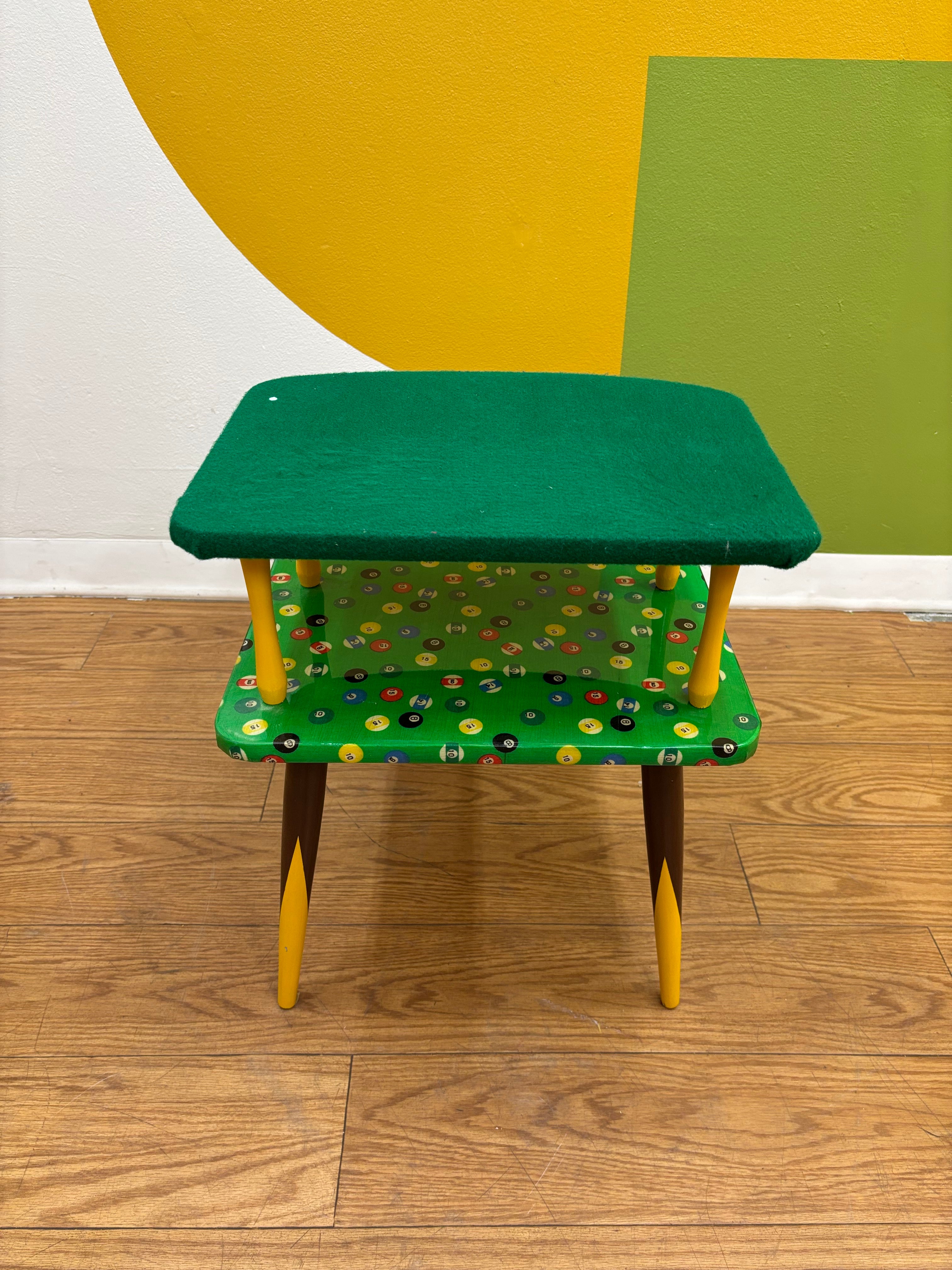Green Billiard Ball Pattern Side Table