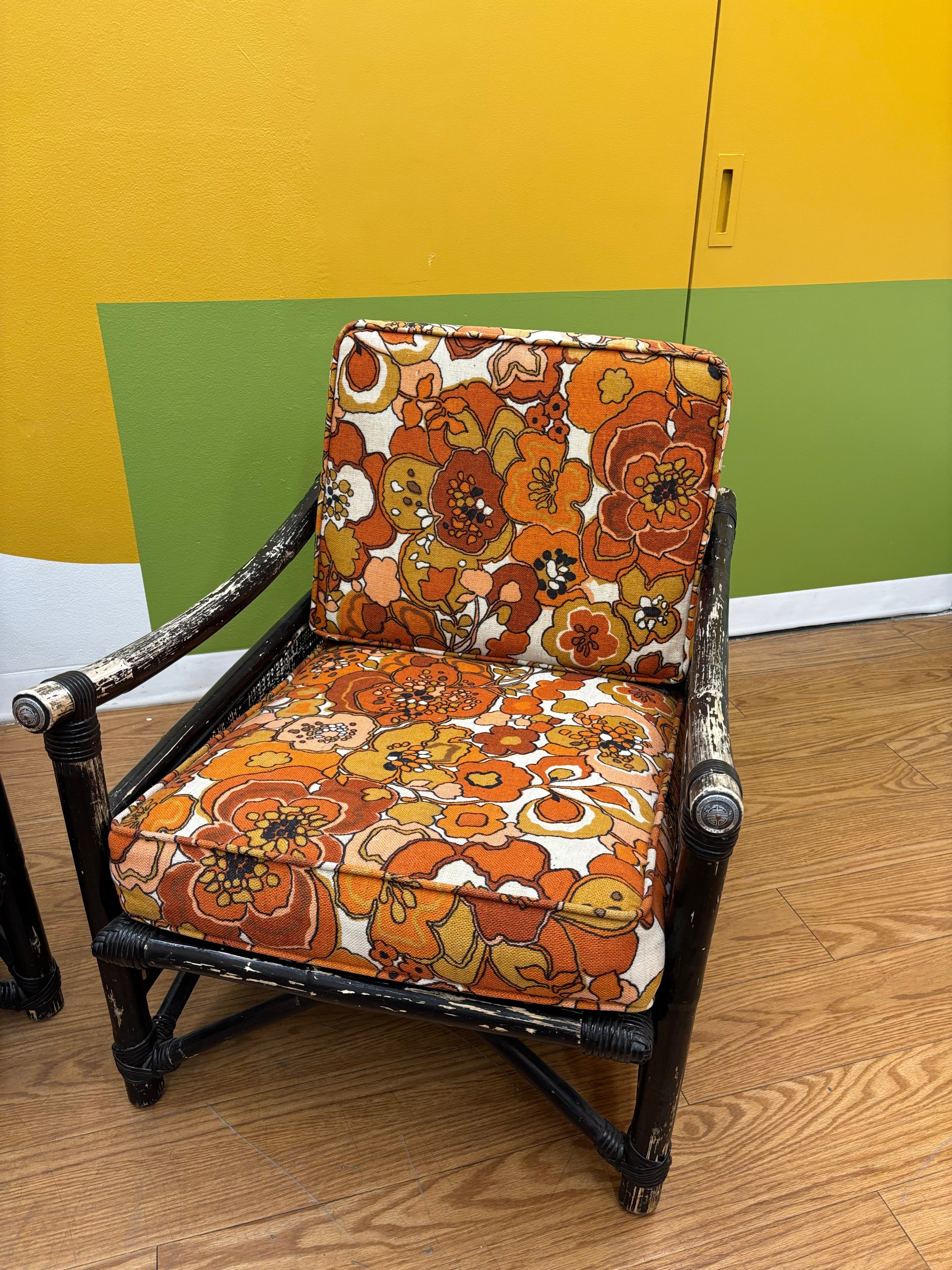 Rattan Loveseat & Matching Armchair