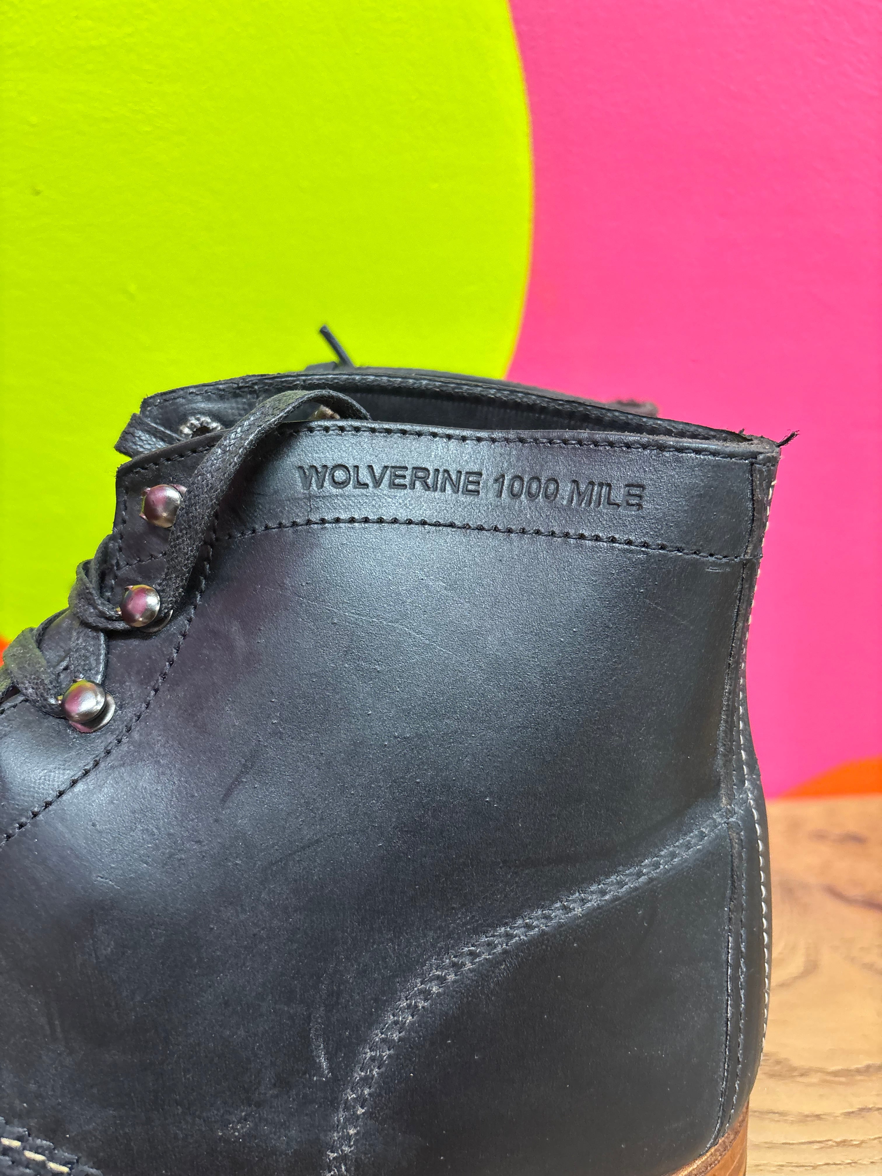Wolverine 1000 Mile Black Leather Boots - Size 12