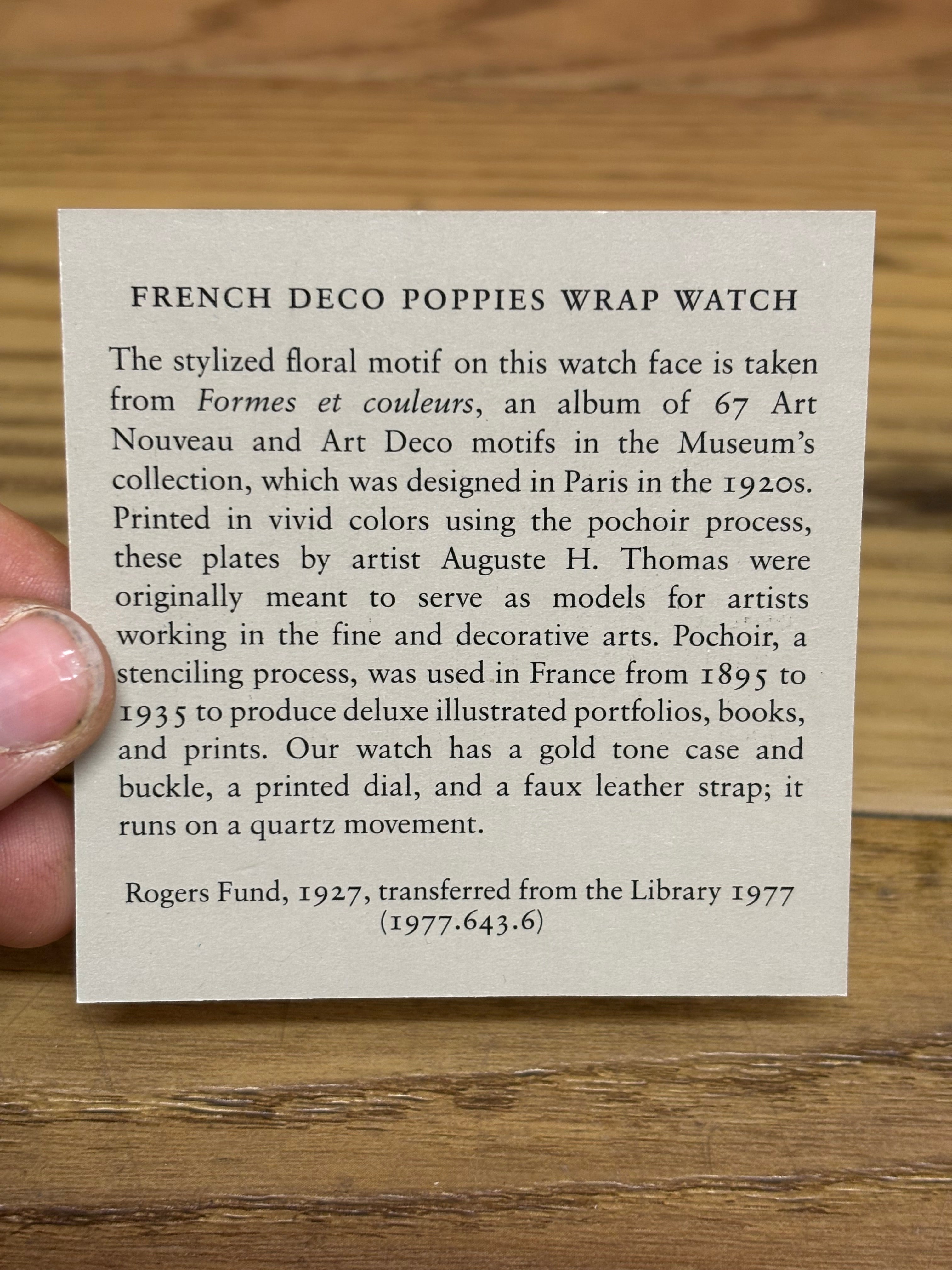 French Deco Poppies Wrap Watch