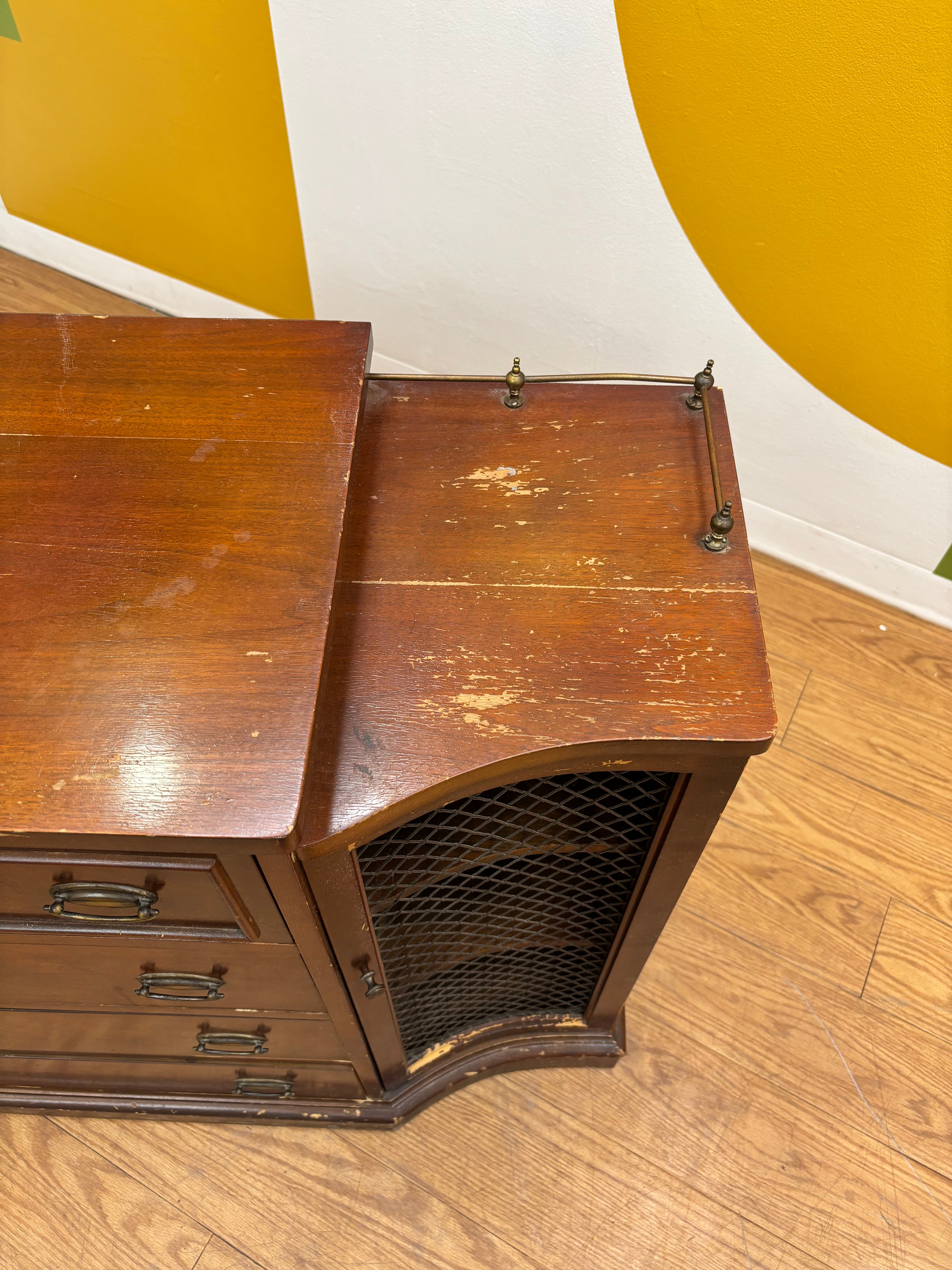 Wood Cabinet with Drop Down Drawer