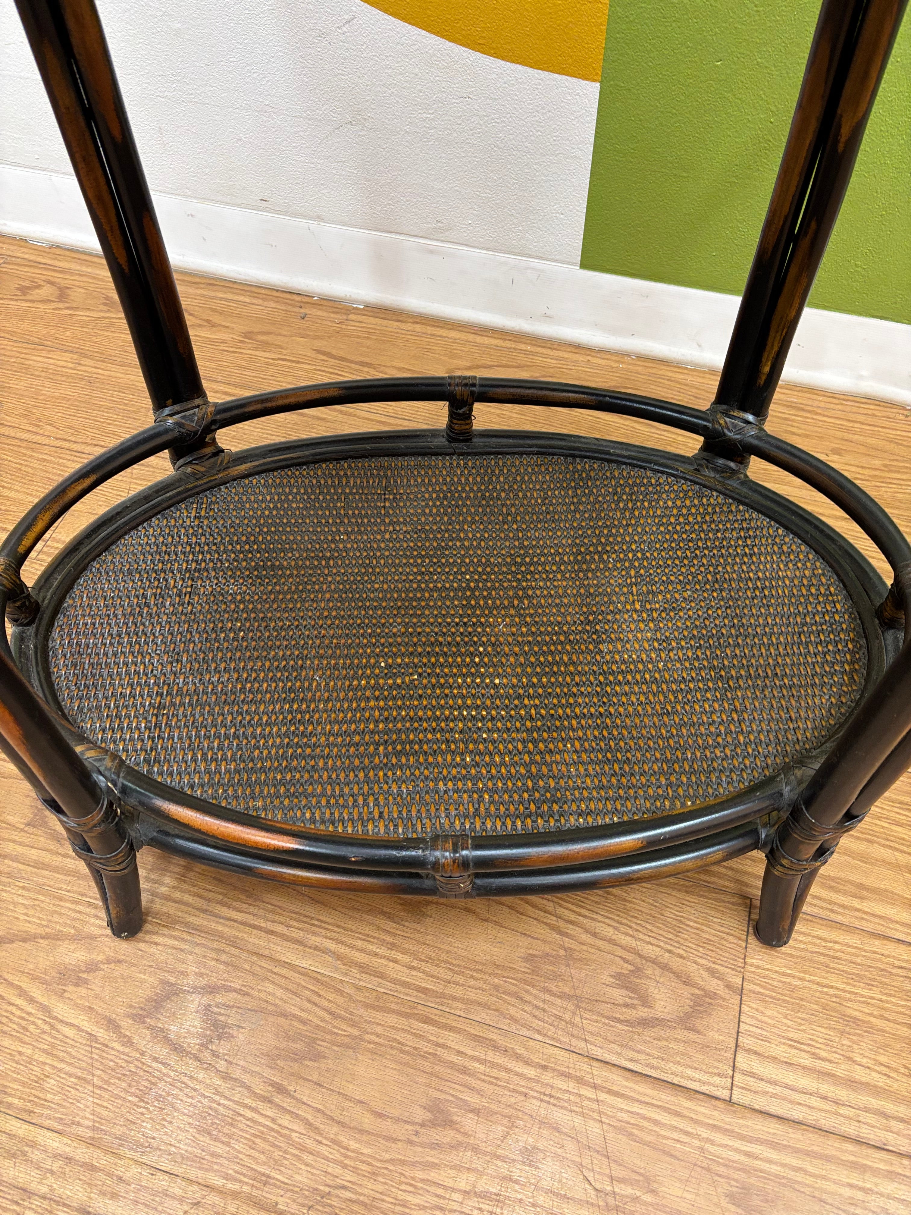 Rattan Two Tier Tray Table