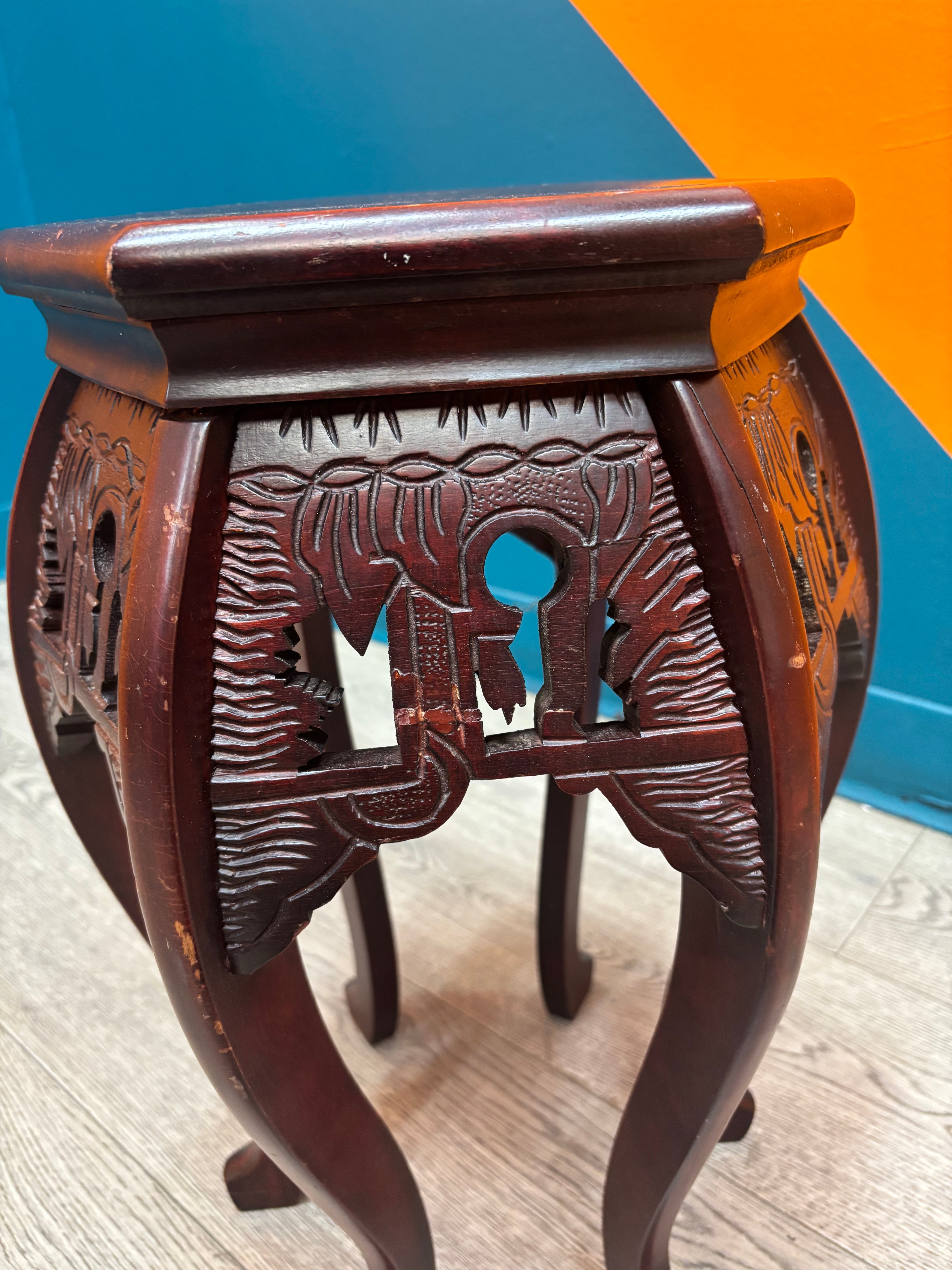 Carved Wood Pedestal Table