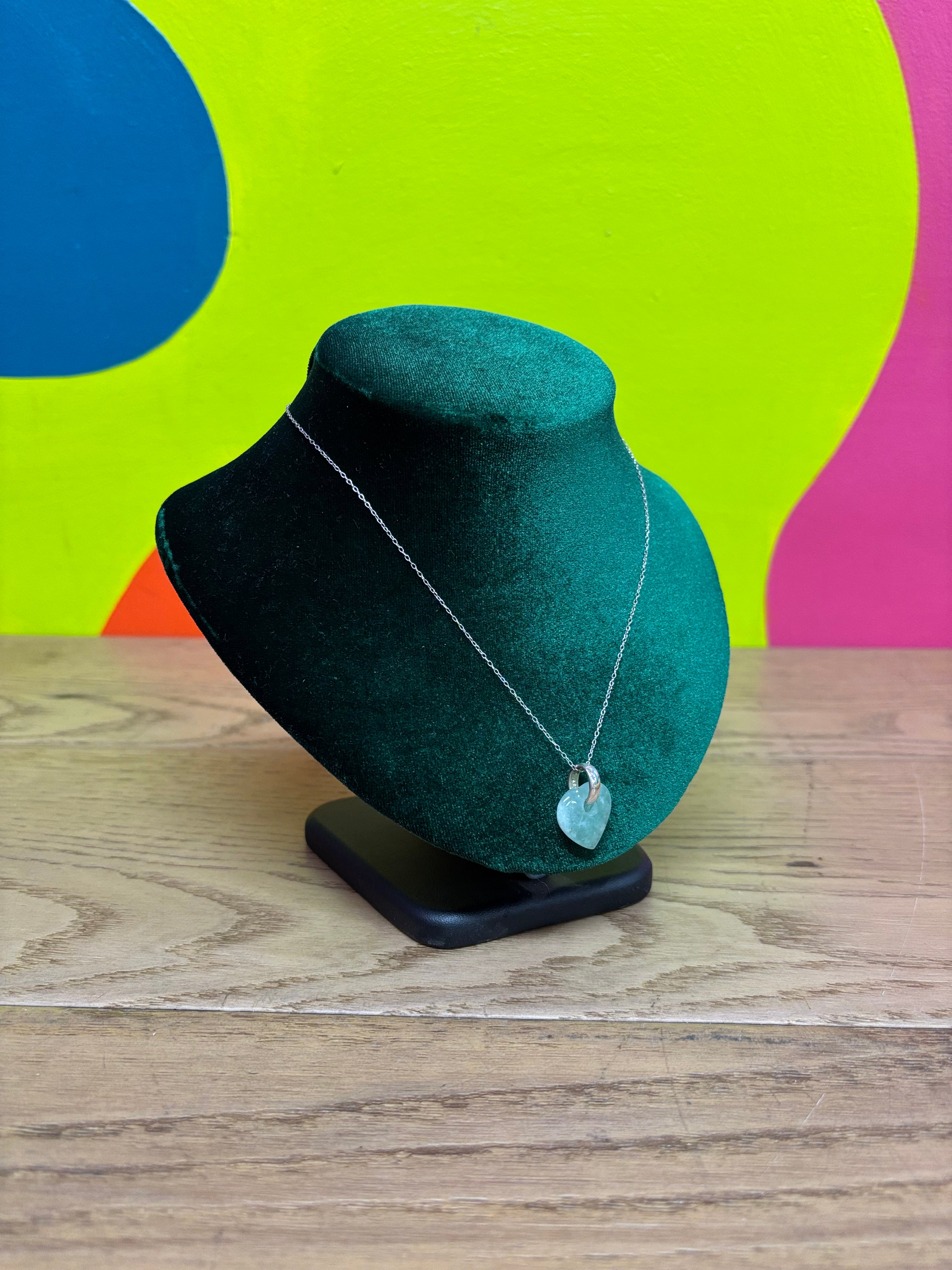 Sterling Silver Green Heart Necklace