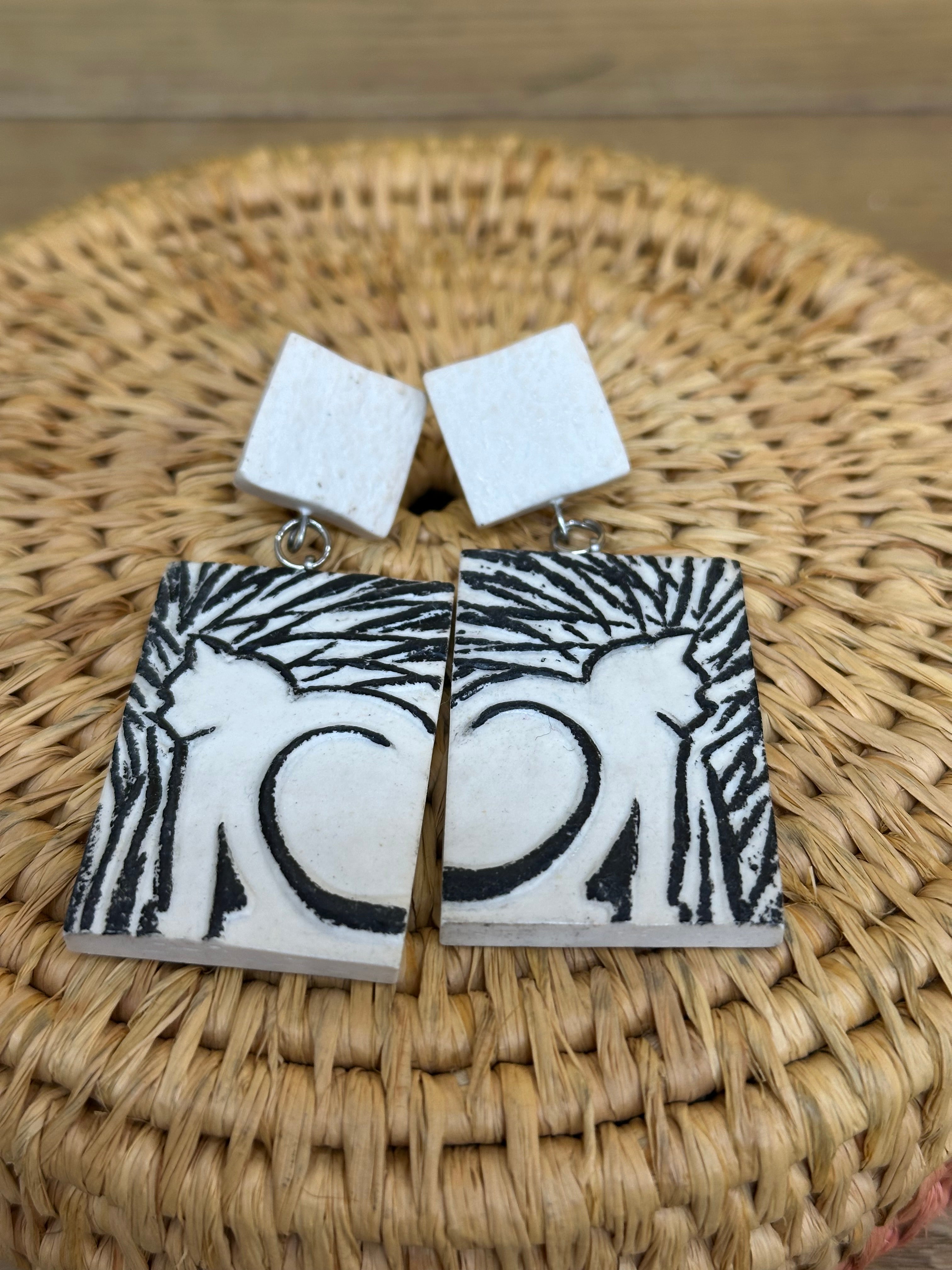 Clay Cat Earrings