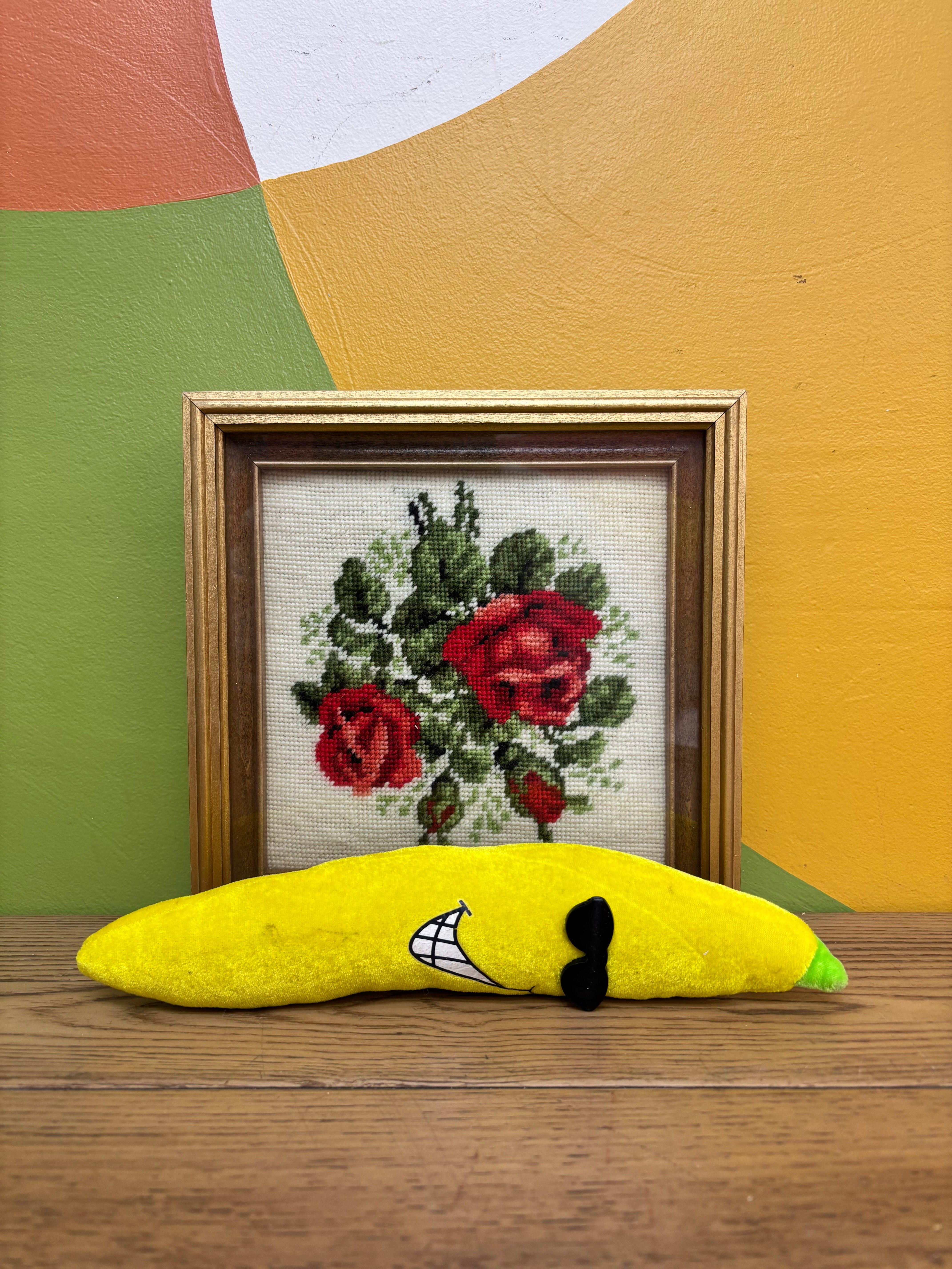 Framed Floral Needlepoint