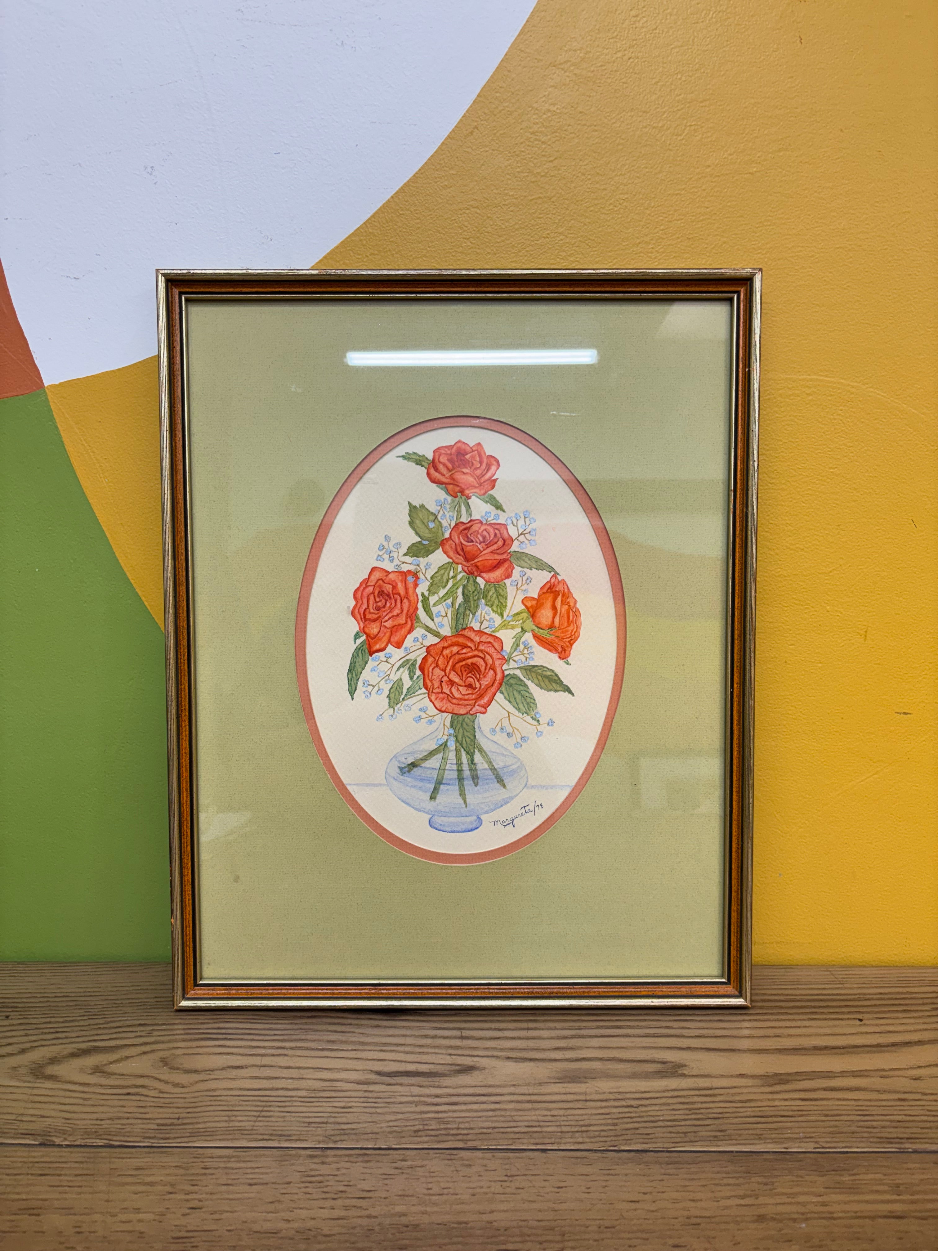 Framed Floral Drawing