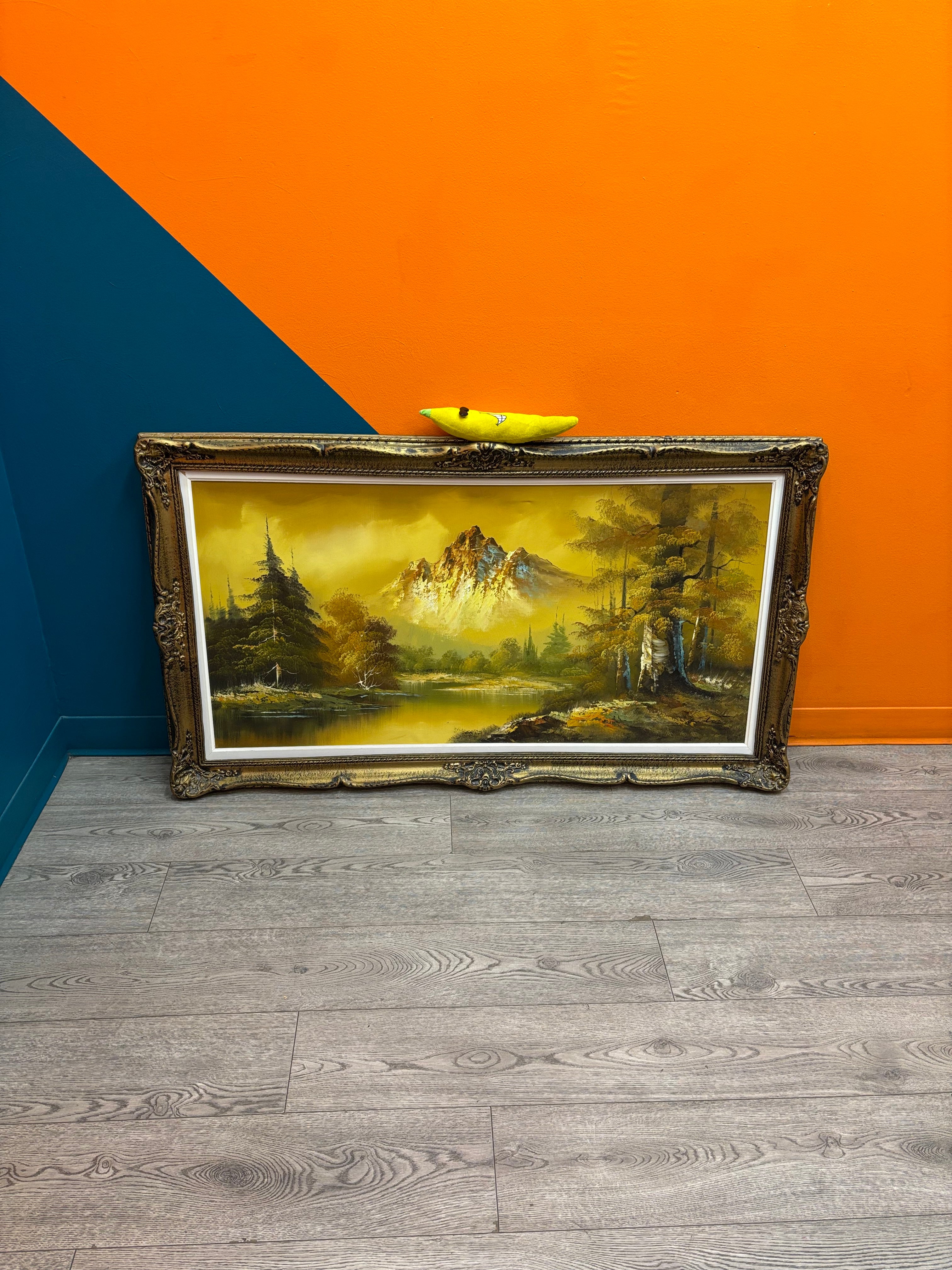 Large Gold Framed Mountain Painting