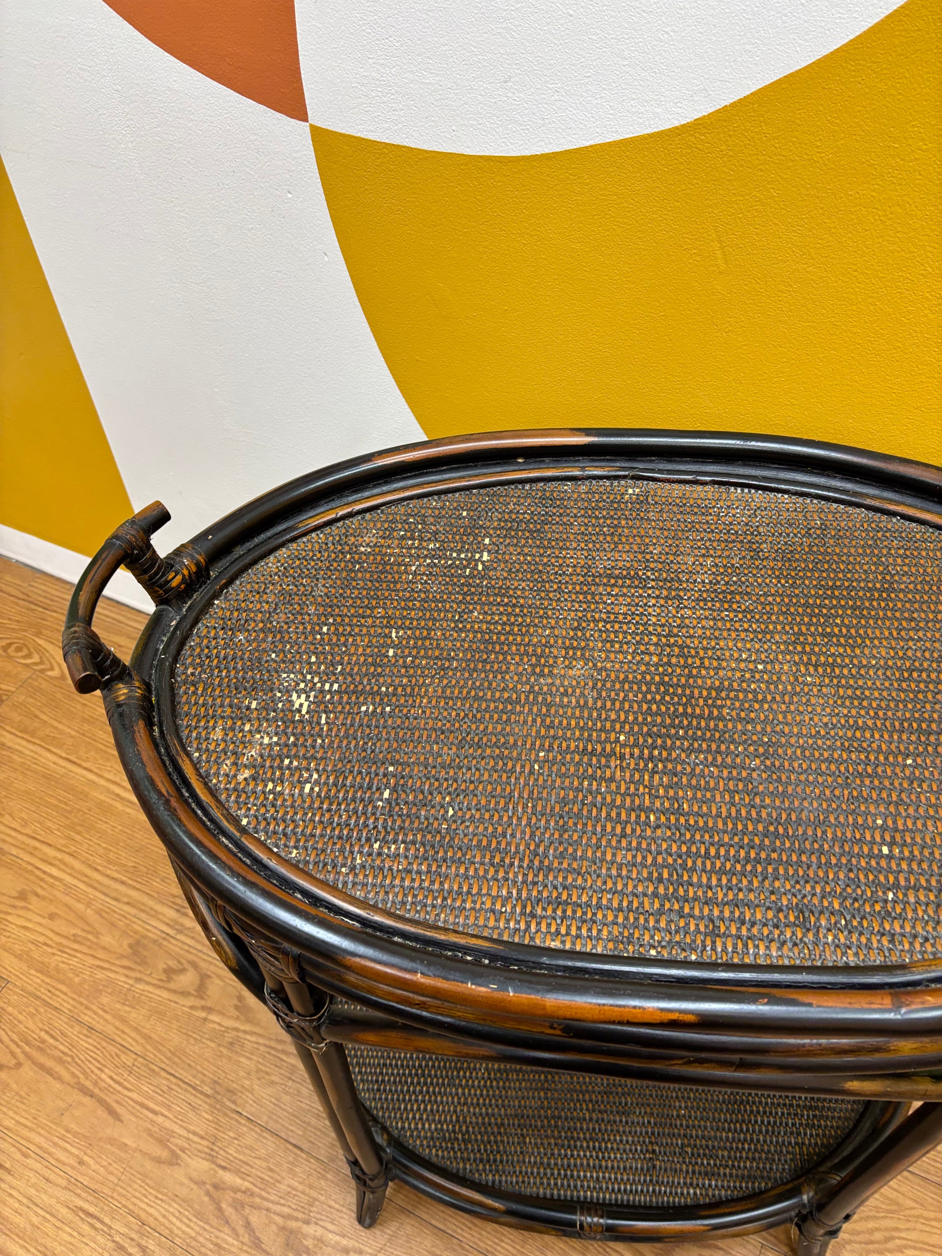 Rattan Two Tier Tray Table