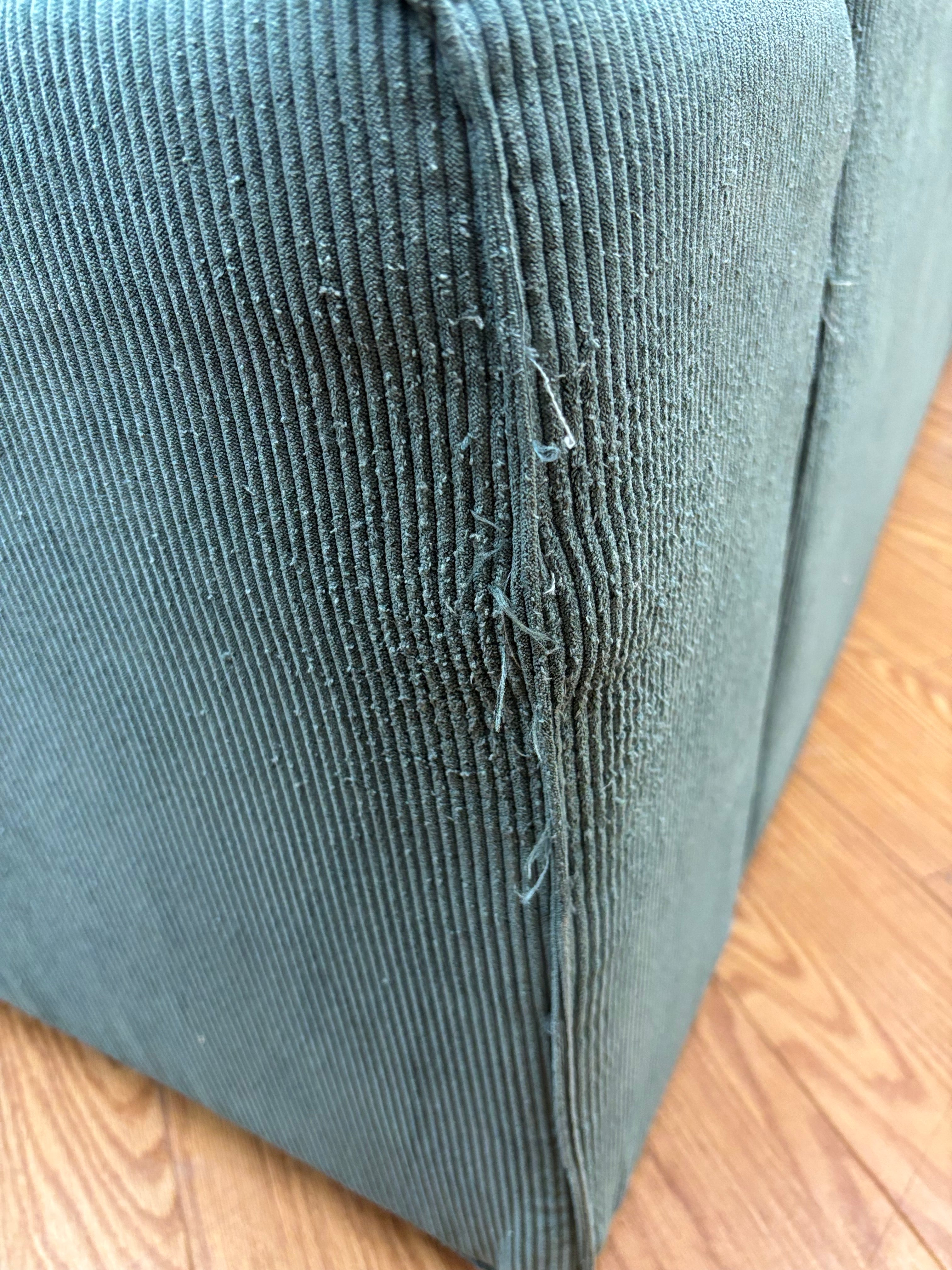 Teal Fabric Loveseat with Ottoman