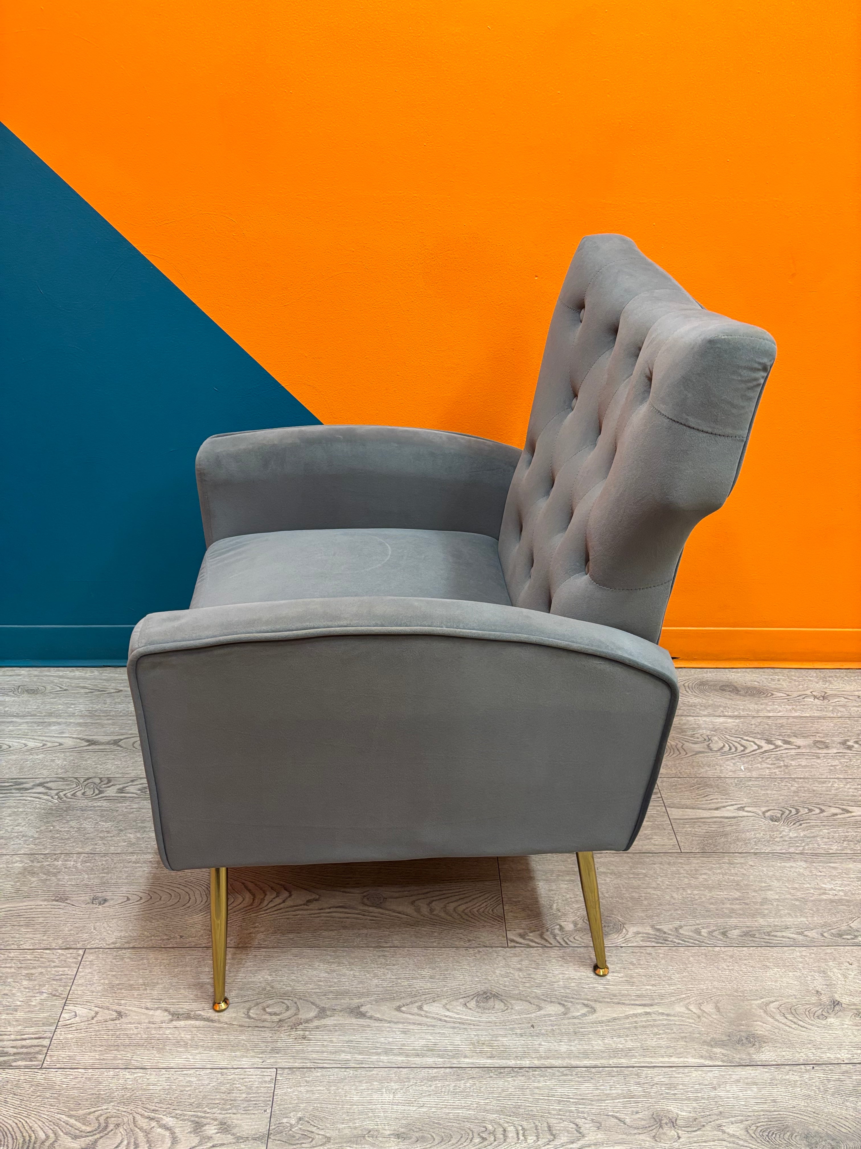 Grey Velvet Armchair (2 available)