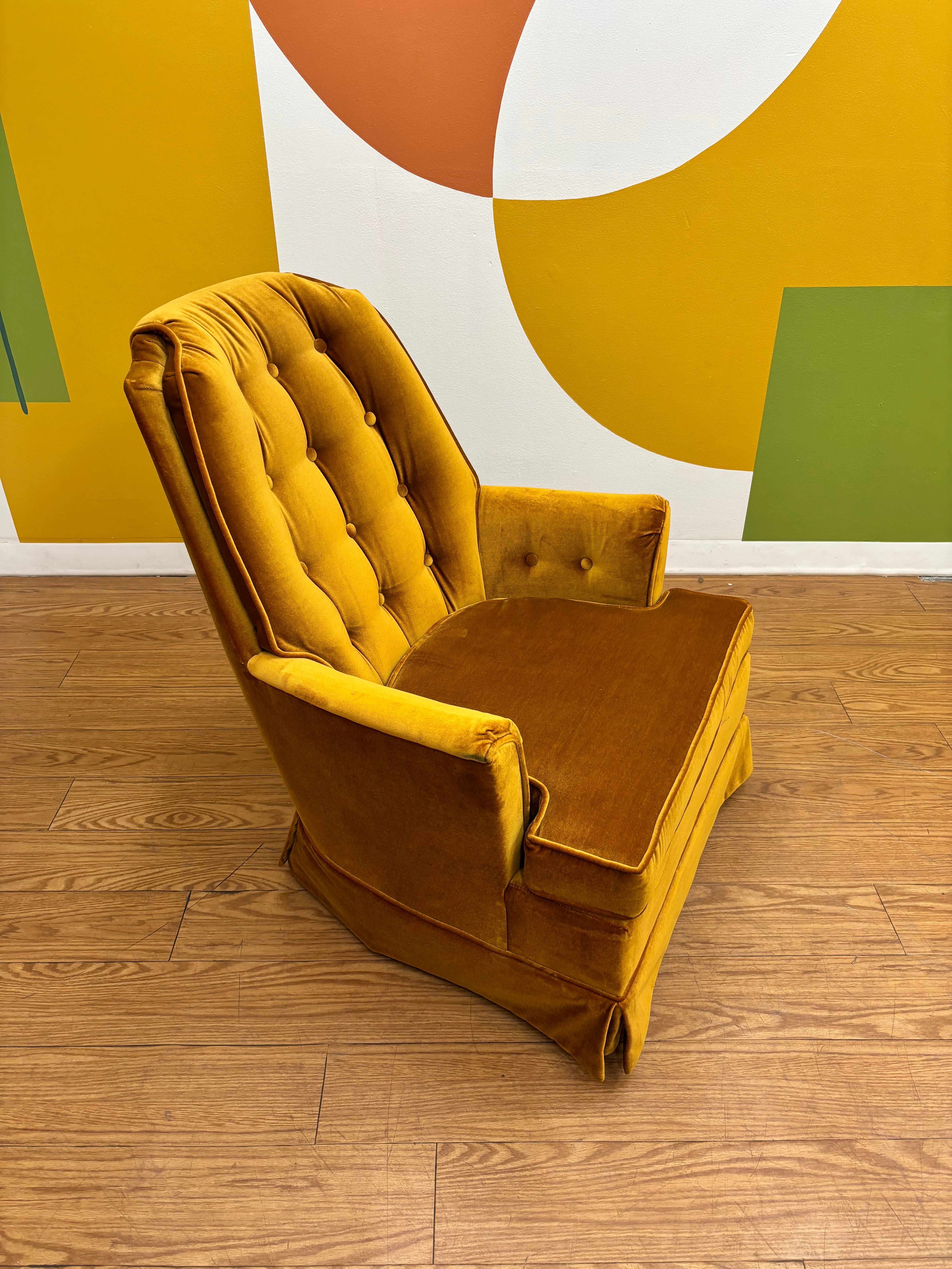 Yellow Velvet Swivel Chair